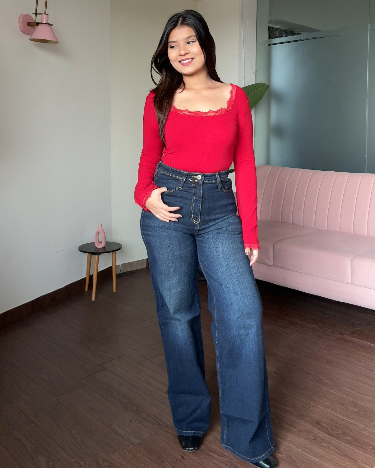 Straight-Fit Dark Wash Denim Jeans