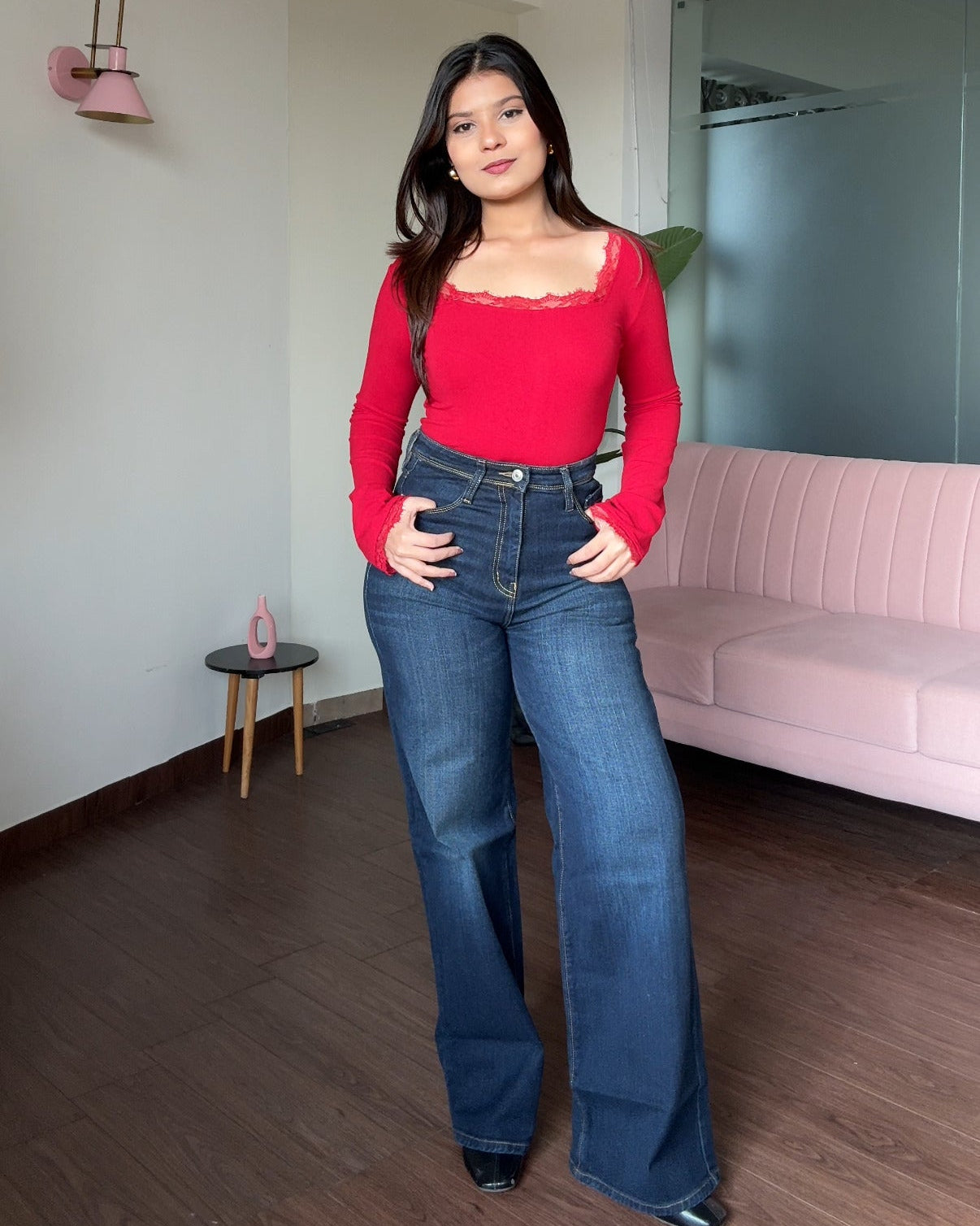 Straight-Fit Dark Wash Denim Jeans