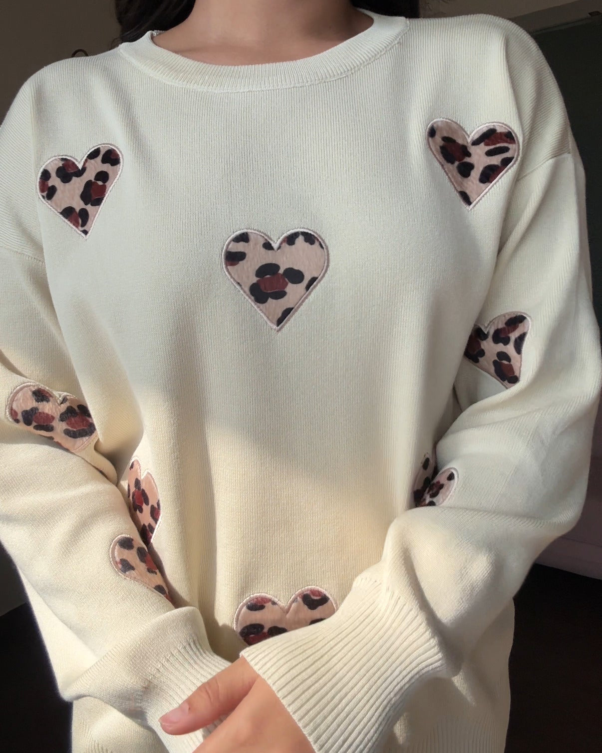 Leopard-Printed Heart Detailing Co-ord Set