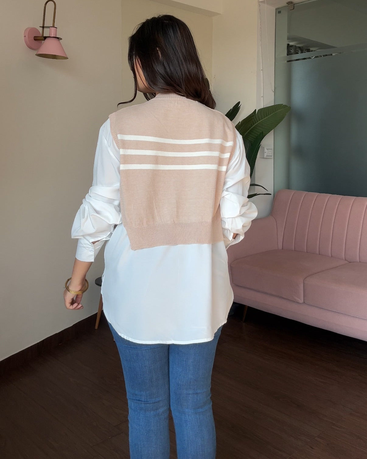 Vest Detailing Korean Relaxed Fit Shirt