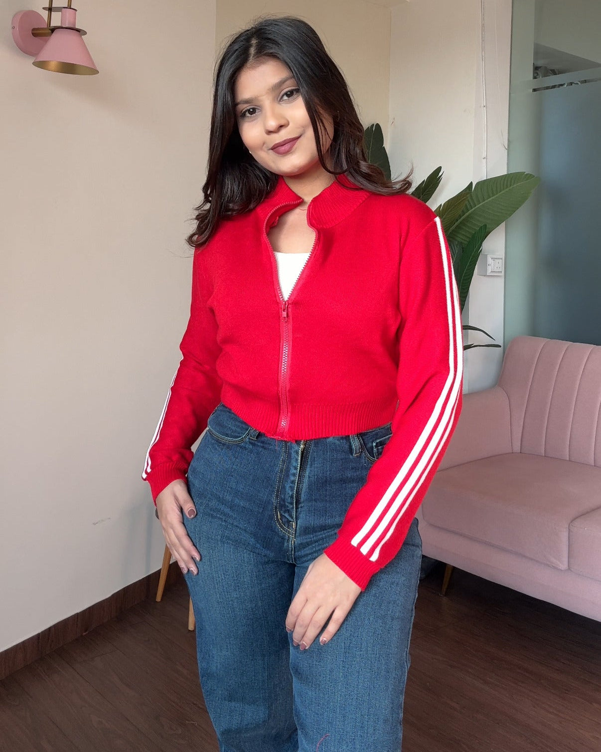 Striped Zip Up Track Jacket