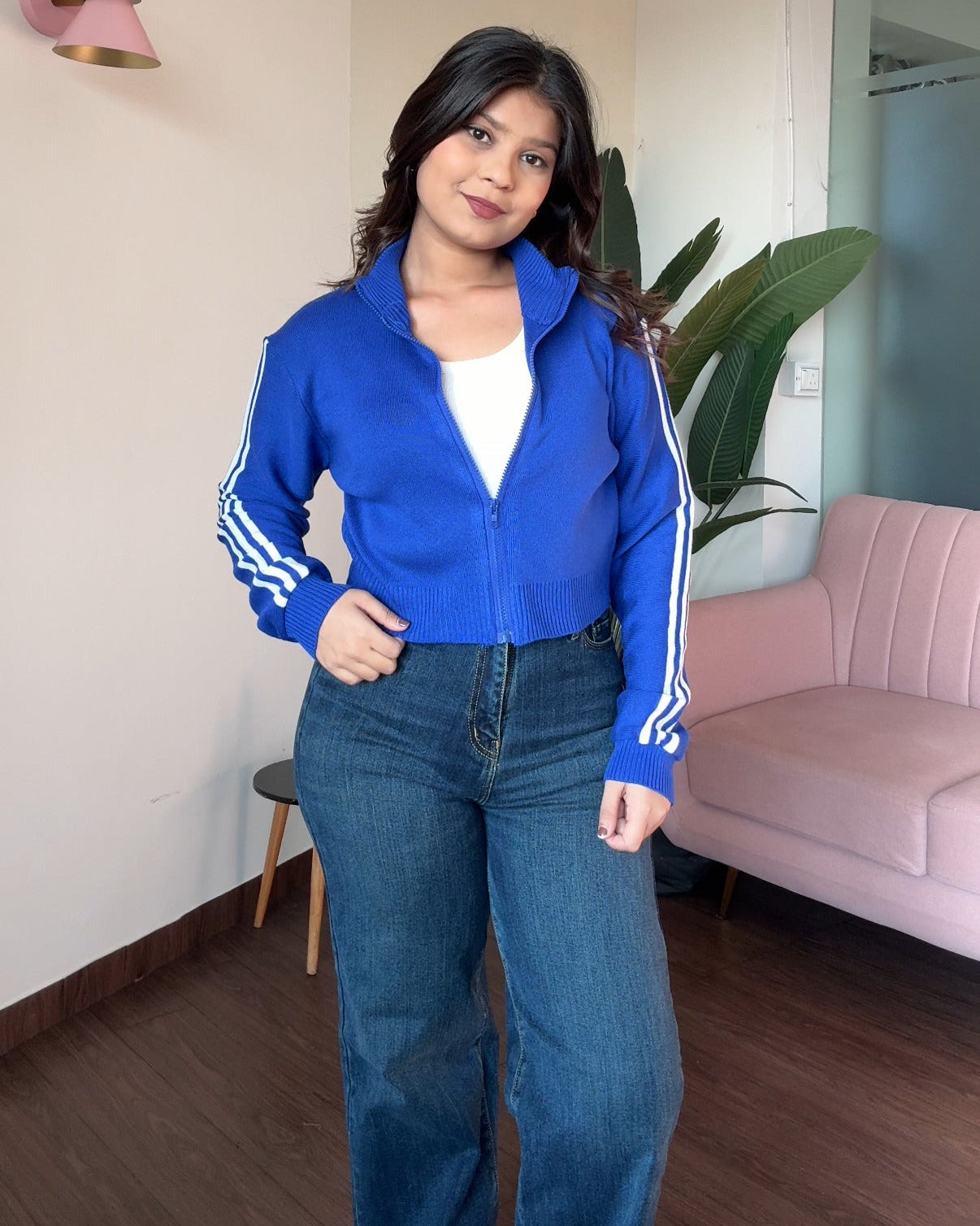 Striped Zip Up Track Jacket