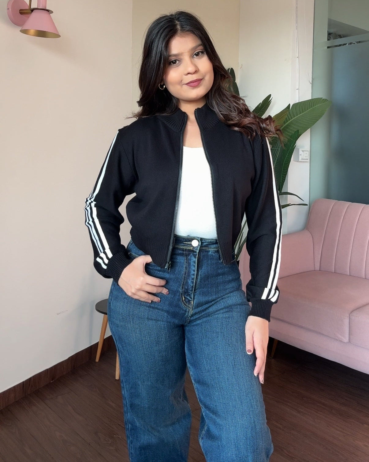 Striped Zip Up Track Jacket