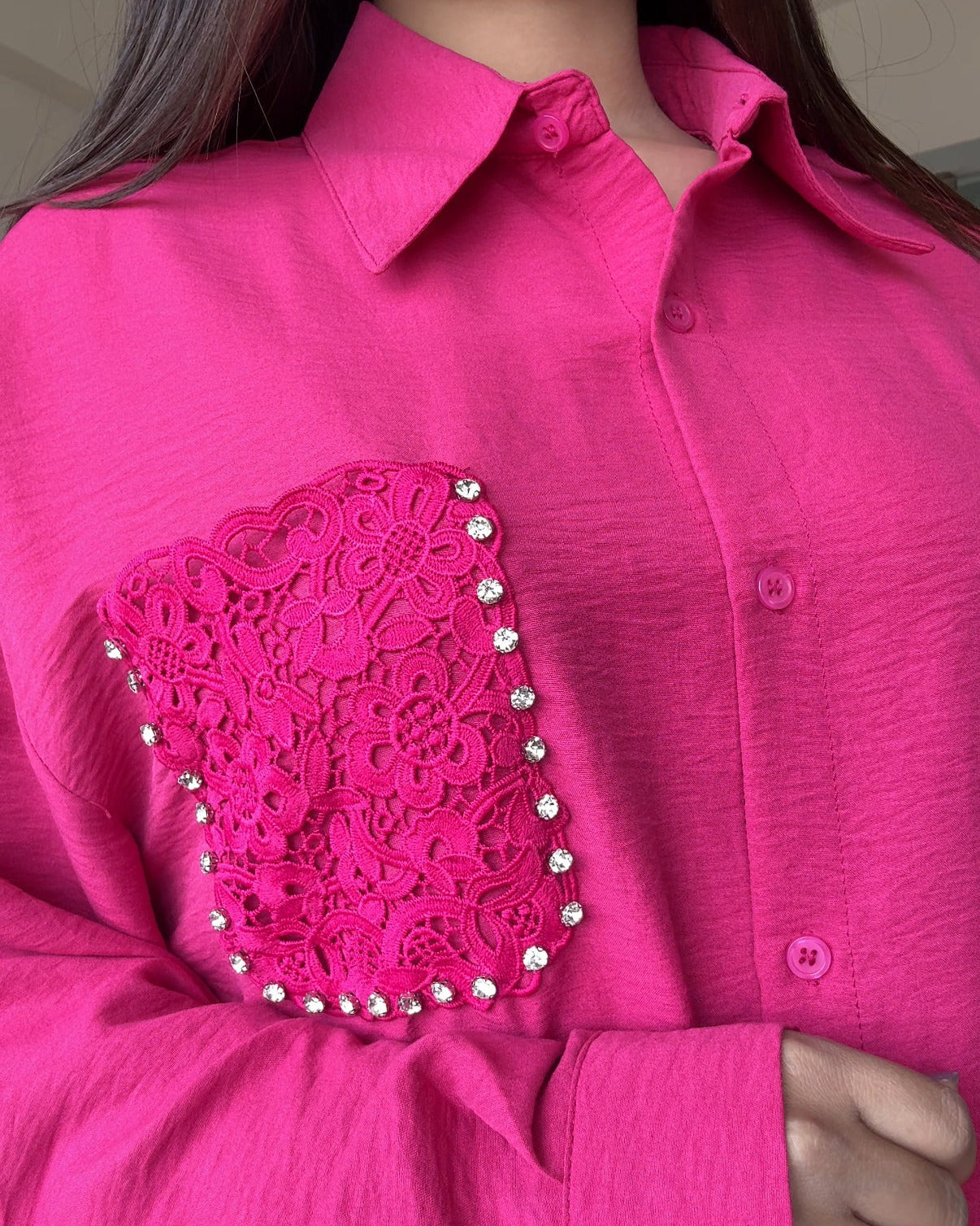 Lace Pocket Detailing Embellished Co-ord Set