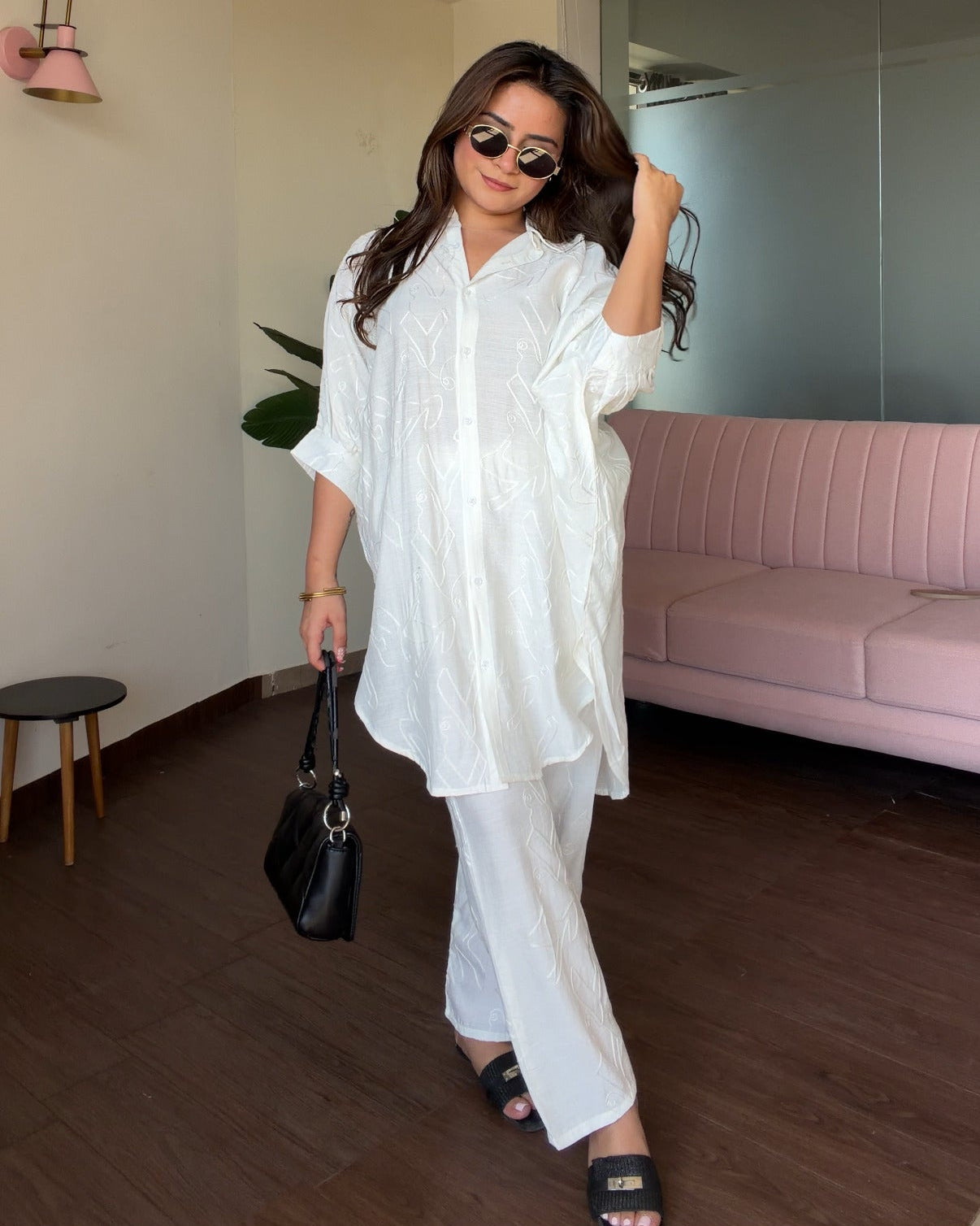 Kaftan Pattern Minimal Embroidery Baggy Co-ord Set