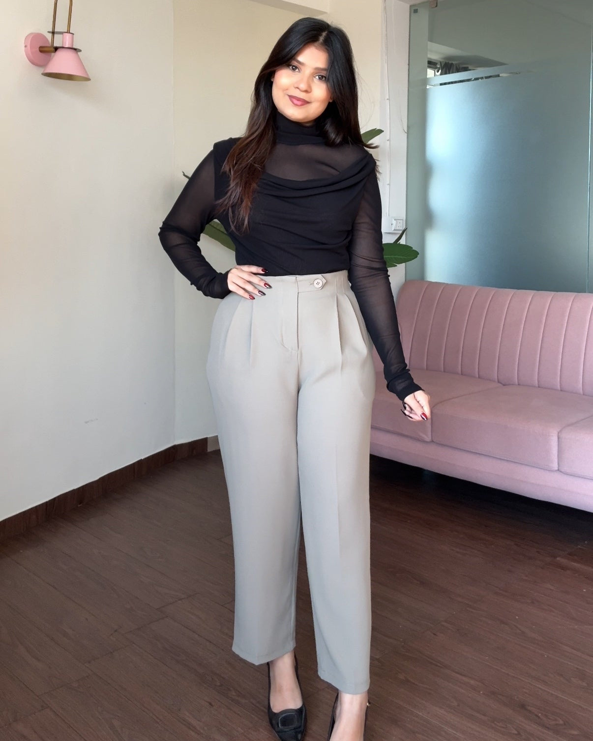 Korean Straight Fit Waist Detailing Pant