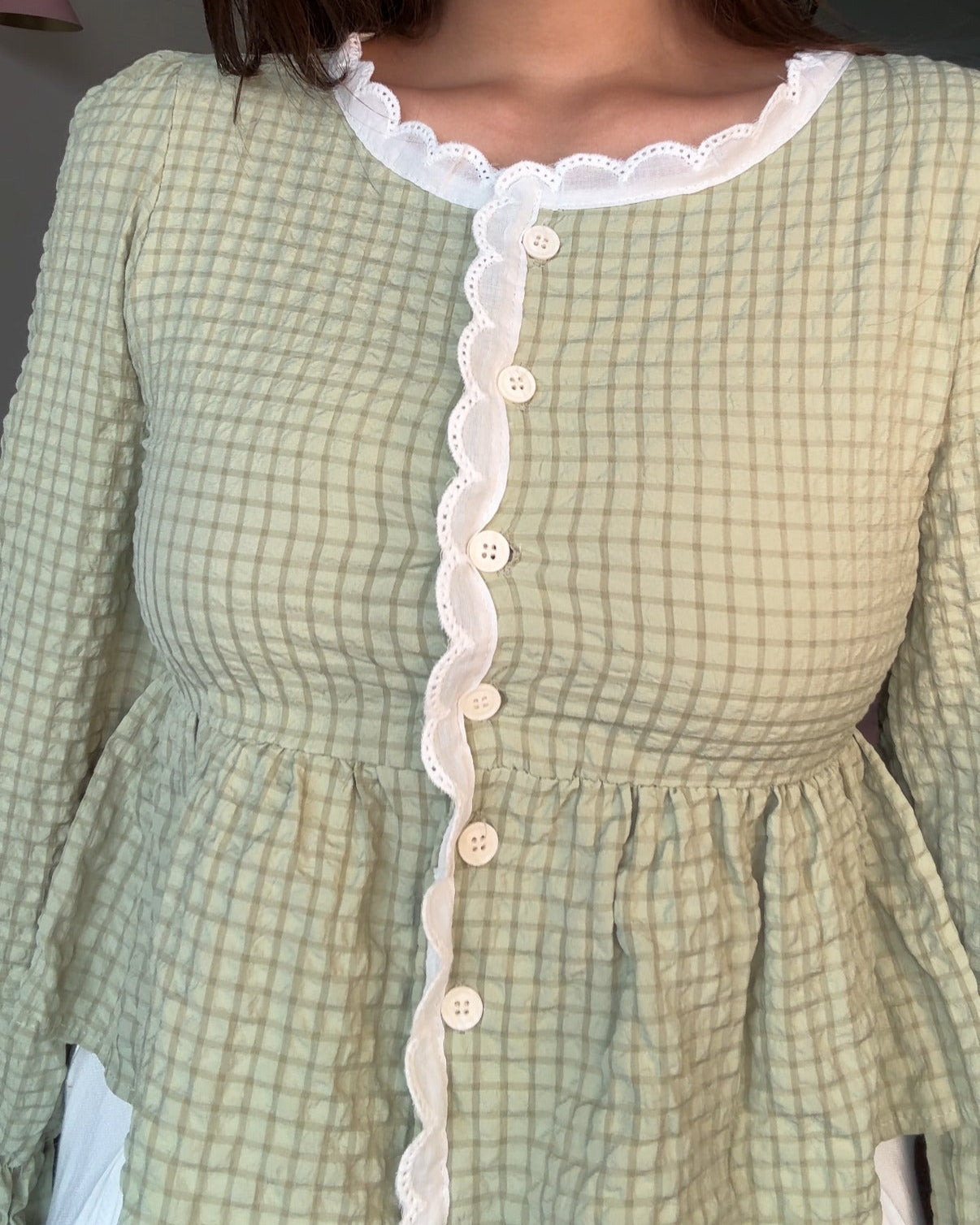 Lacy Hem Peplum Textured Summer Top