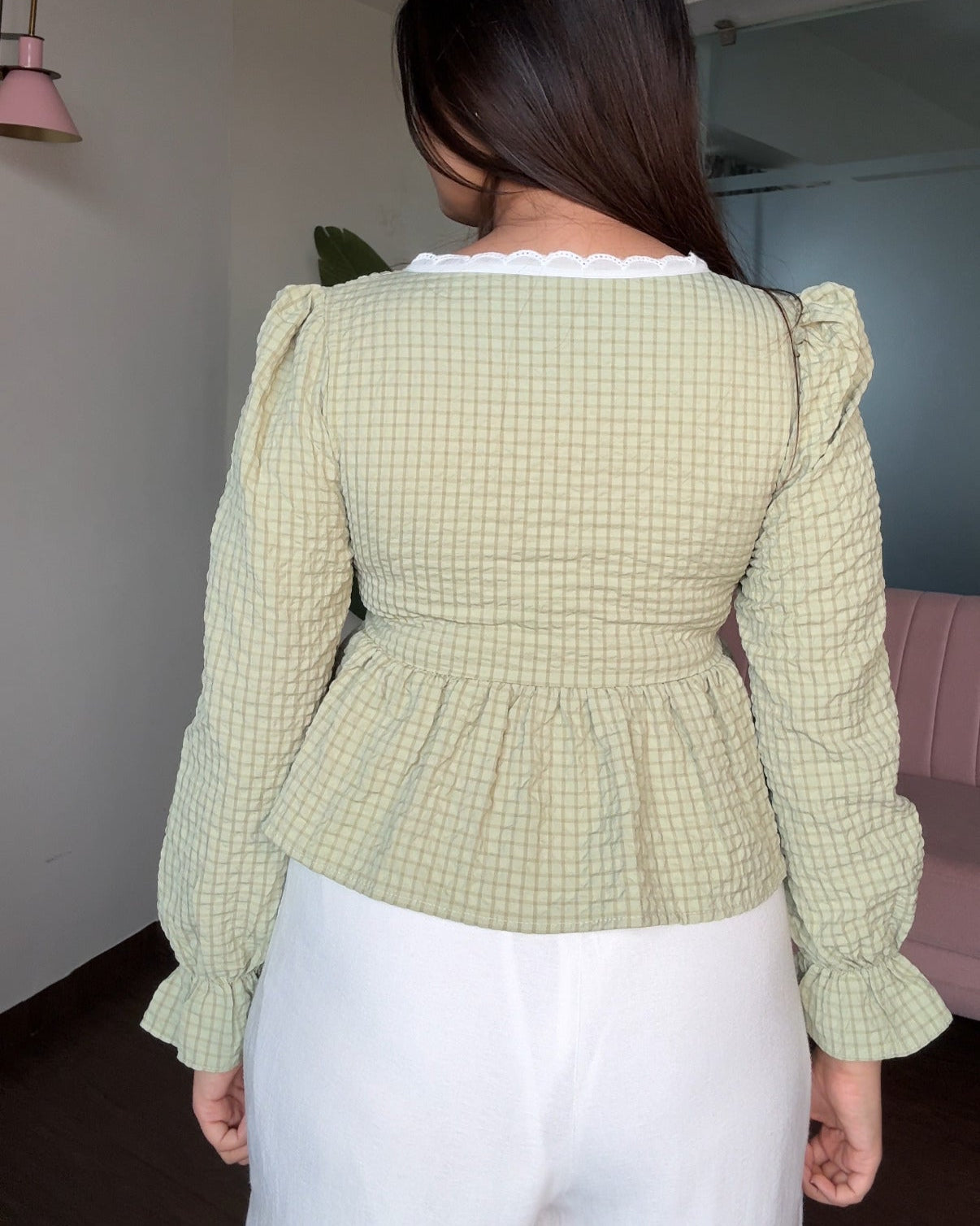 Lacy Hem Peplum Textured Summer Top