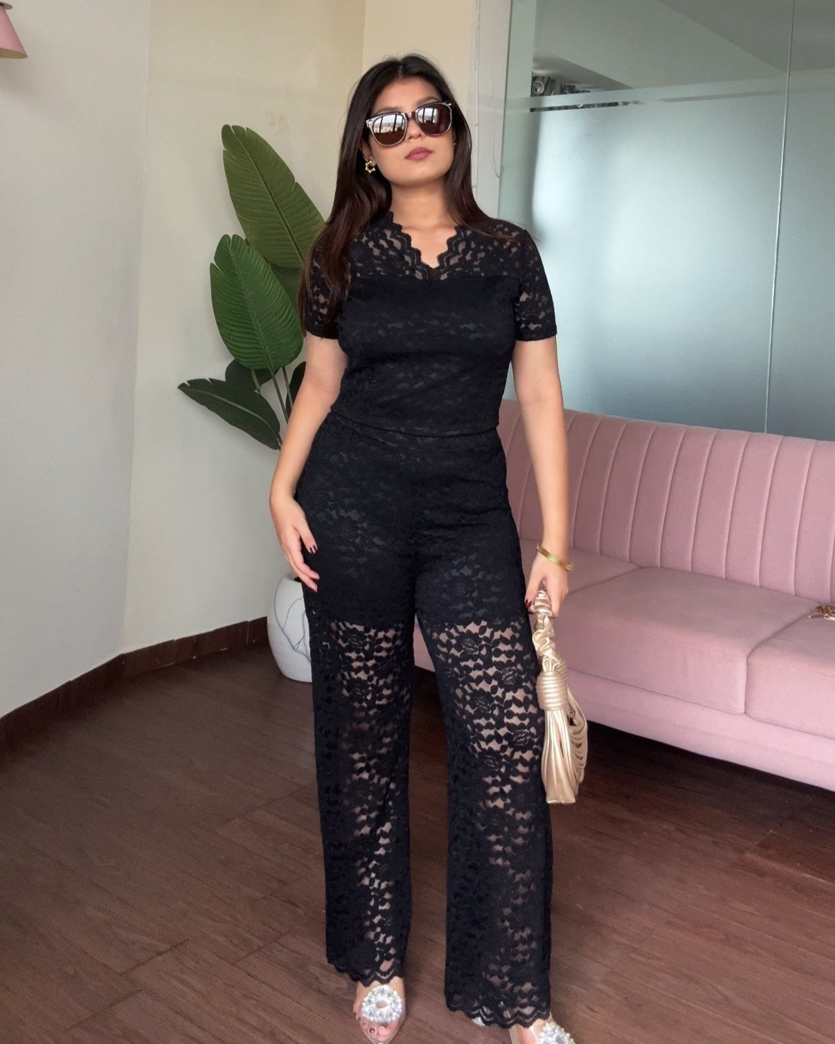 Lacy V Neck Co-Ord Set