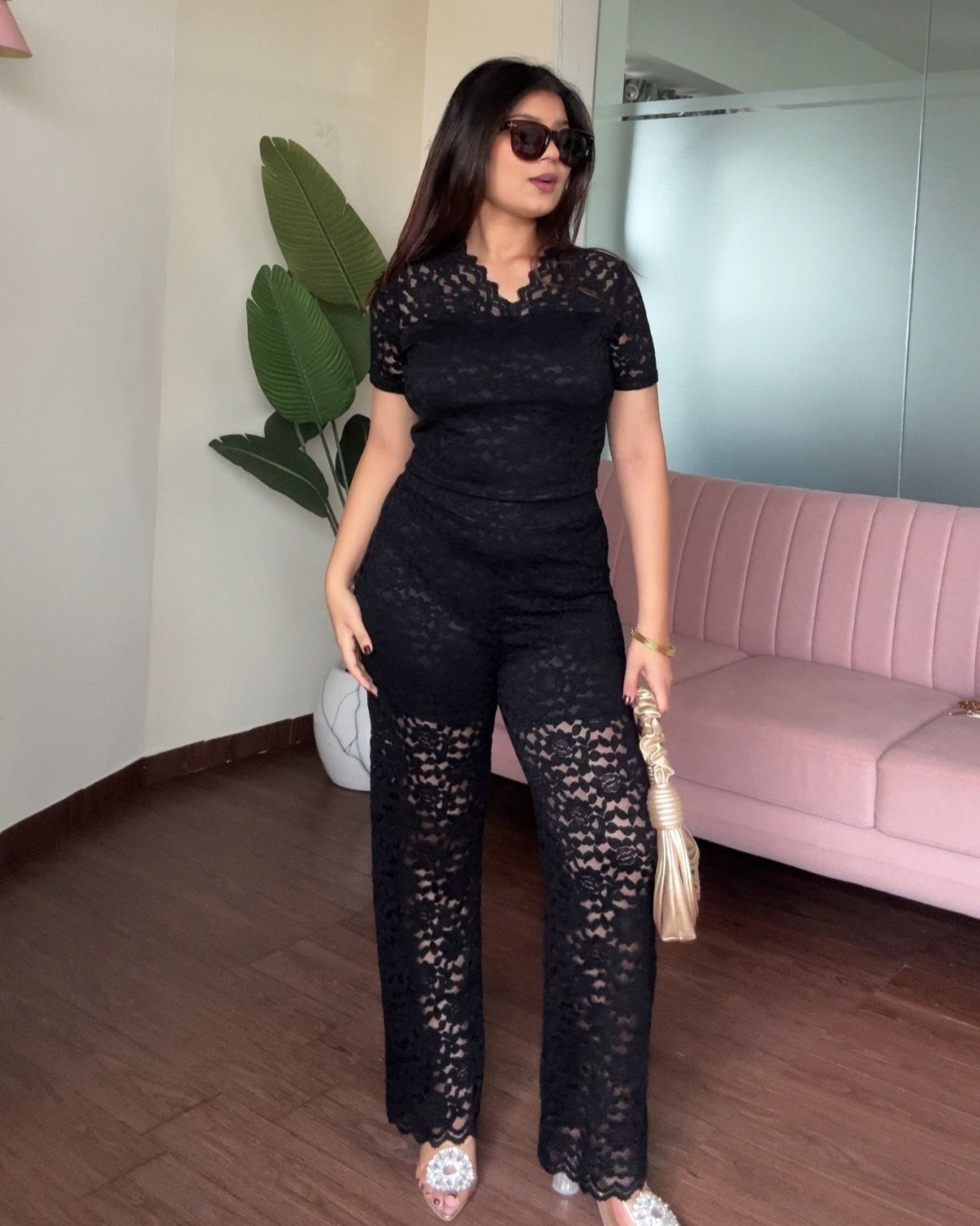 Lacy V Neck Co-Ord Set