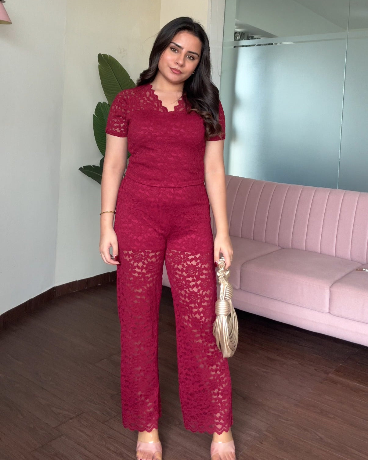 Lacy V Neck Co-Ord Set