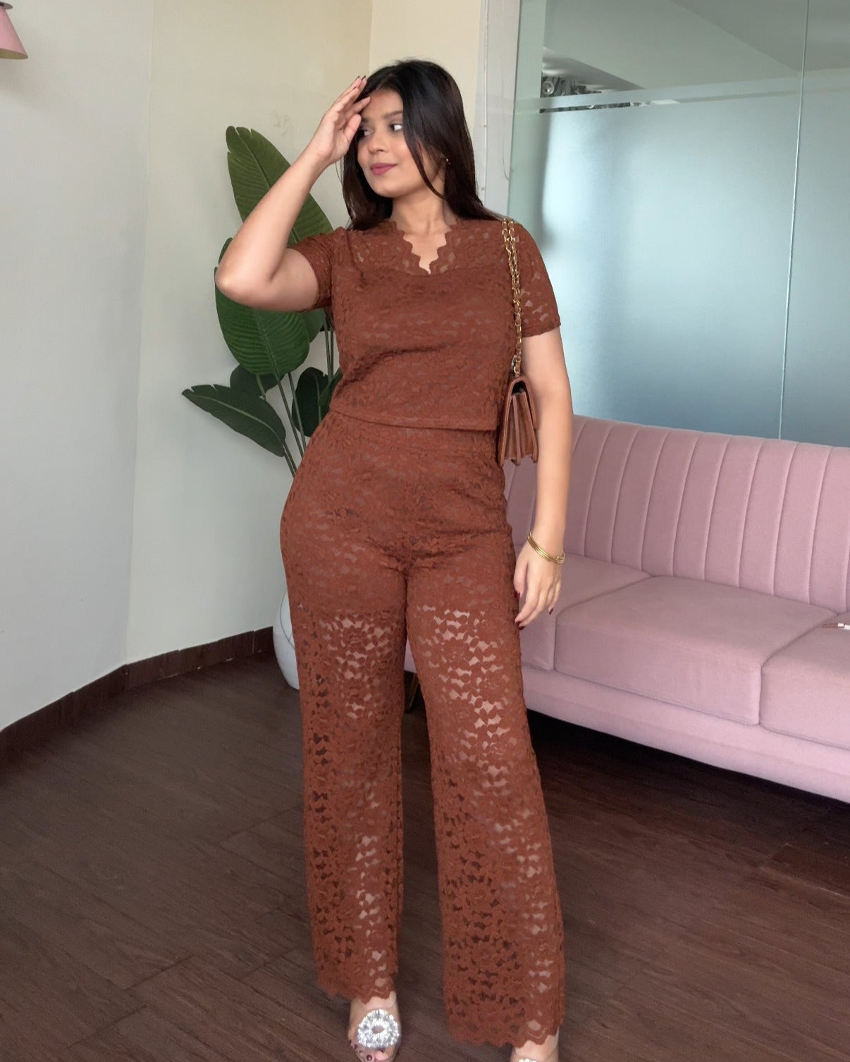 Lacy V Neck Co-Ord Set