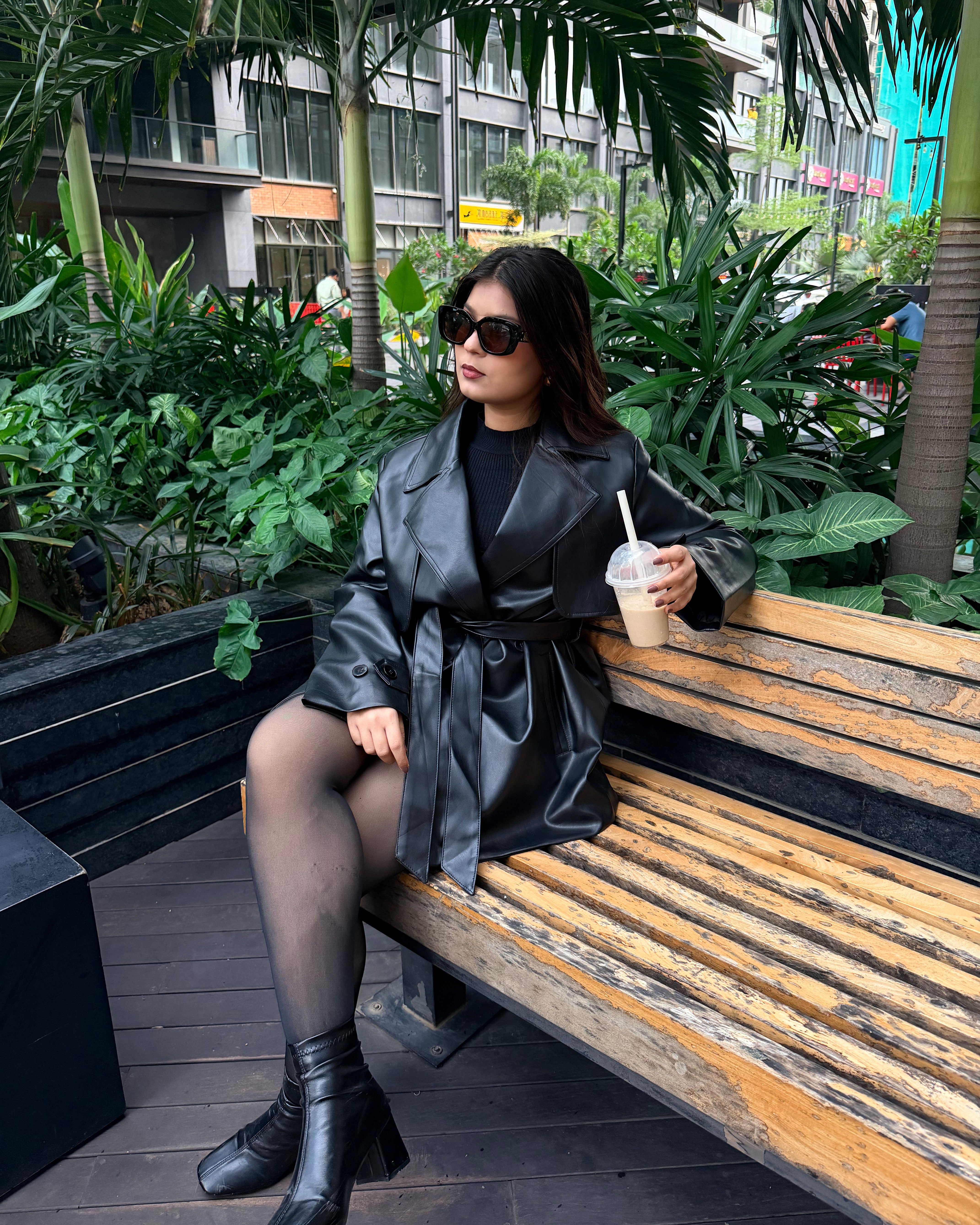 Leather Mini Trench Coat