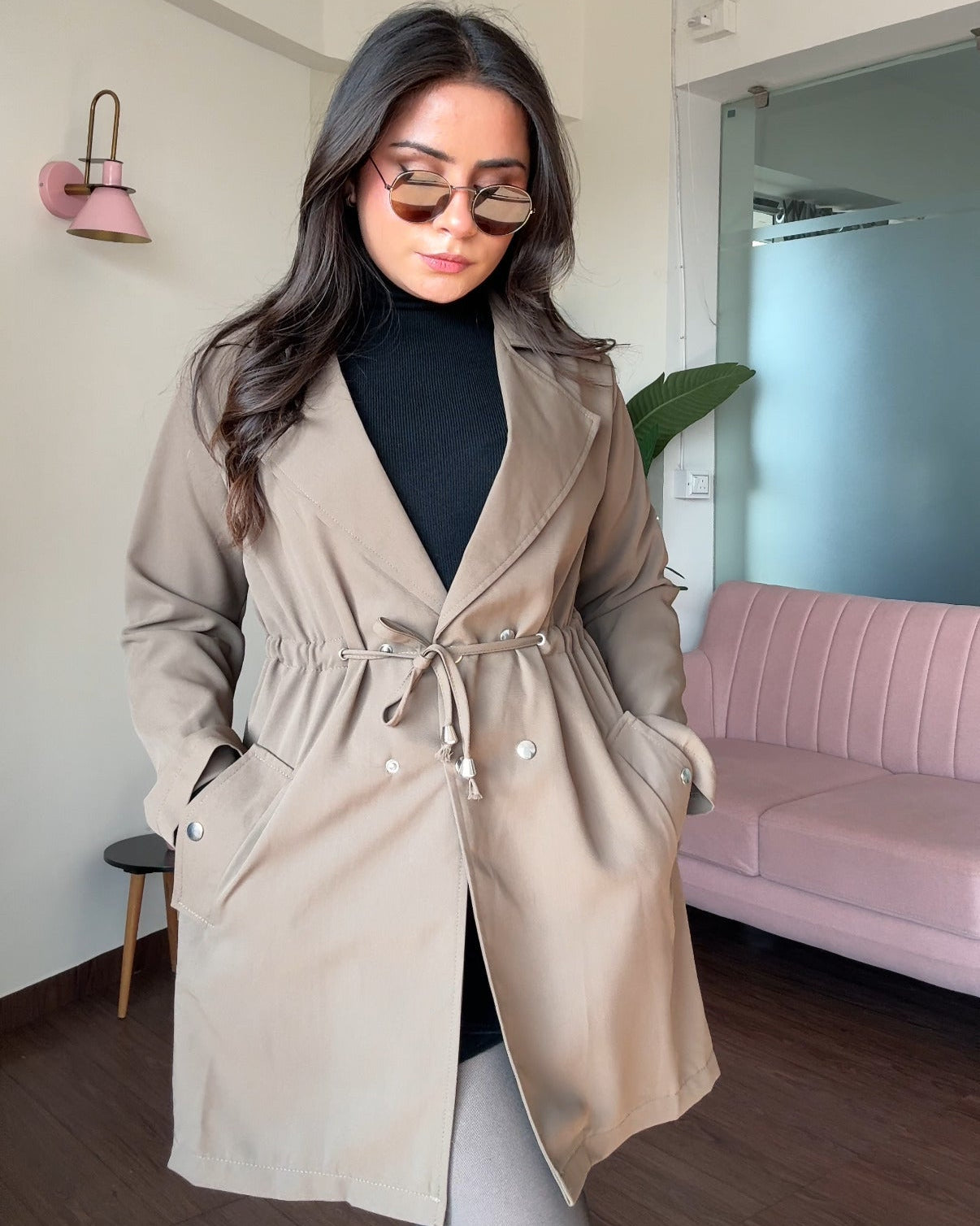 Lightweight Waist Adjustable Trench Shrug