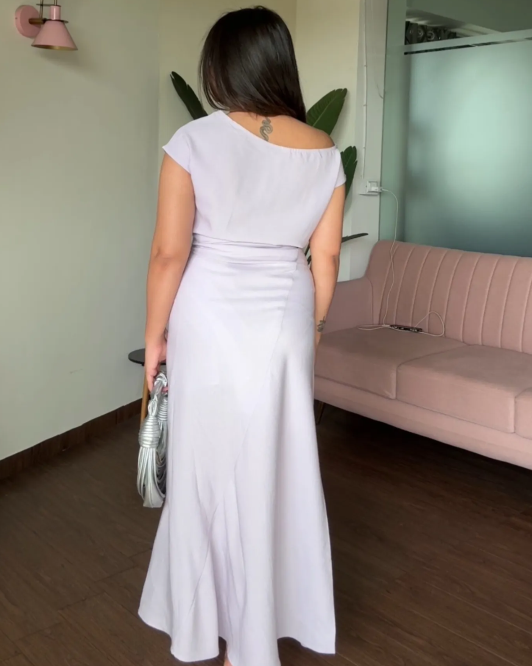 Linen Knot Skirt And Drop Shoulder Top