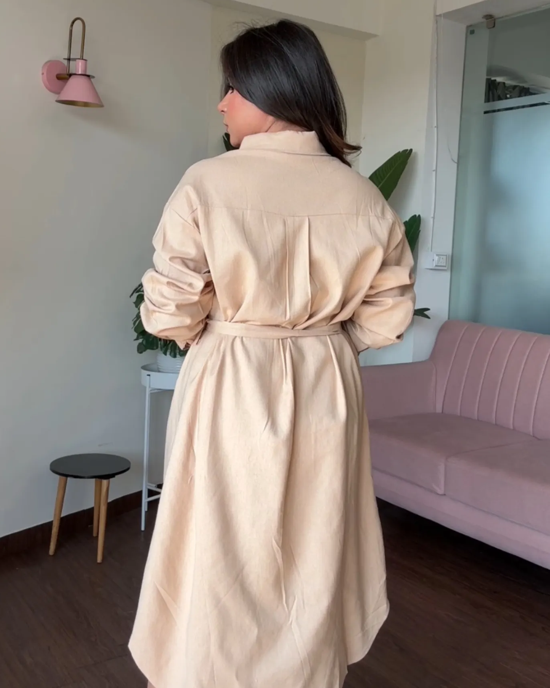 Linen Shirt Dress With Belt