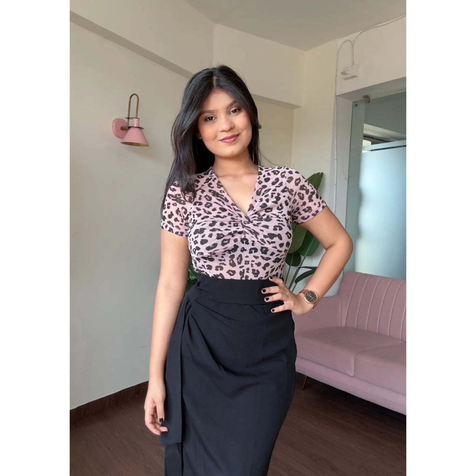 Mesh Knot Animal Printed Top