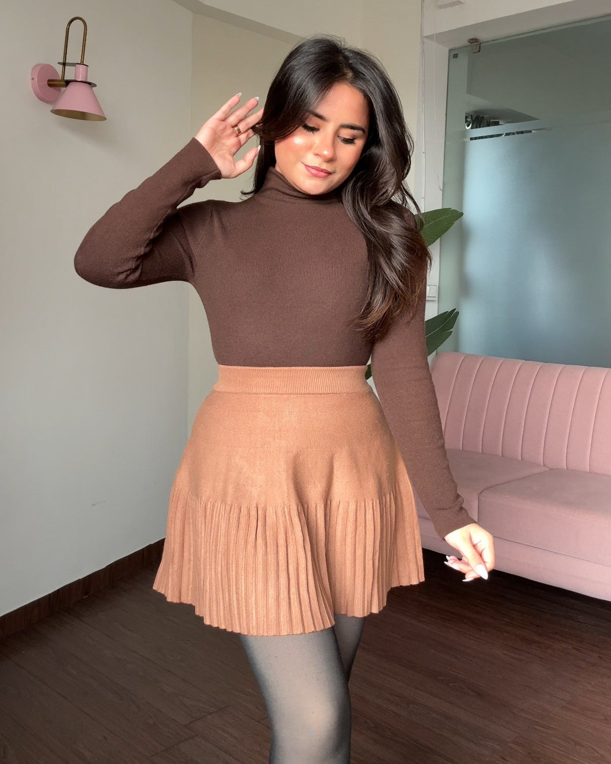 Mini Woollen Flared Skirt