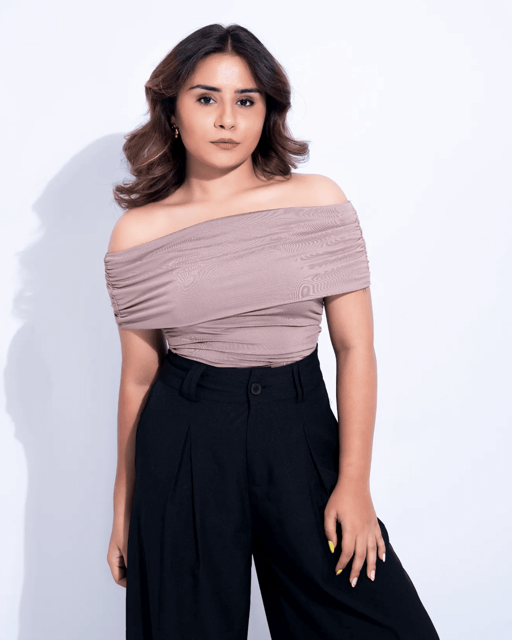 Off-The-Shoulder Draped Bodysuit