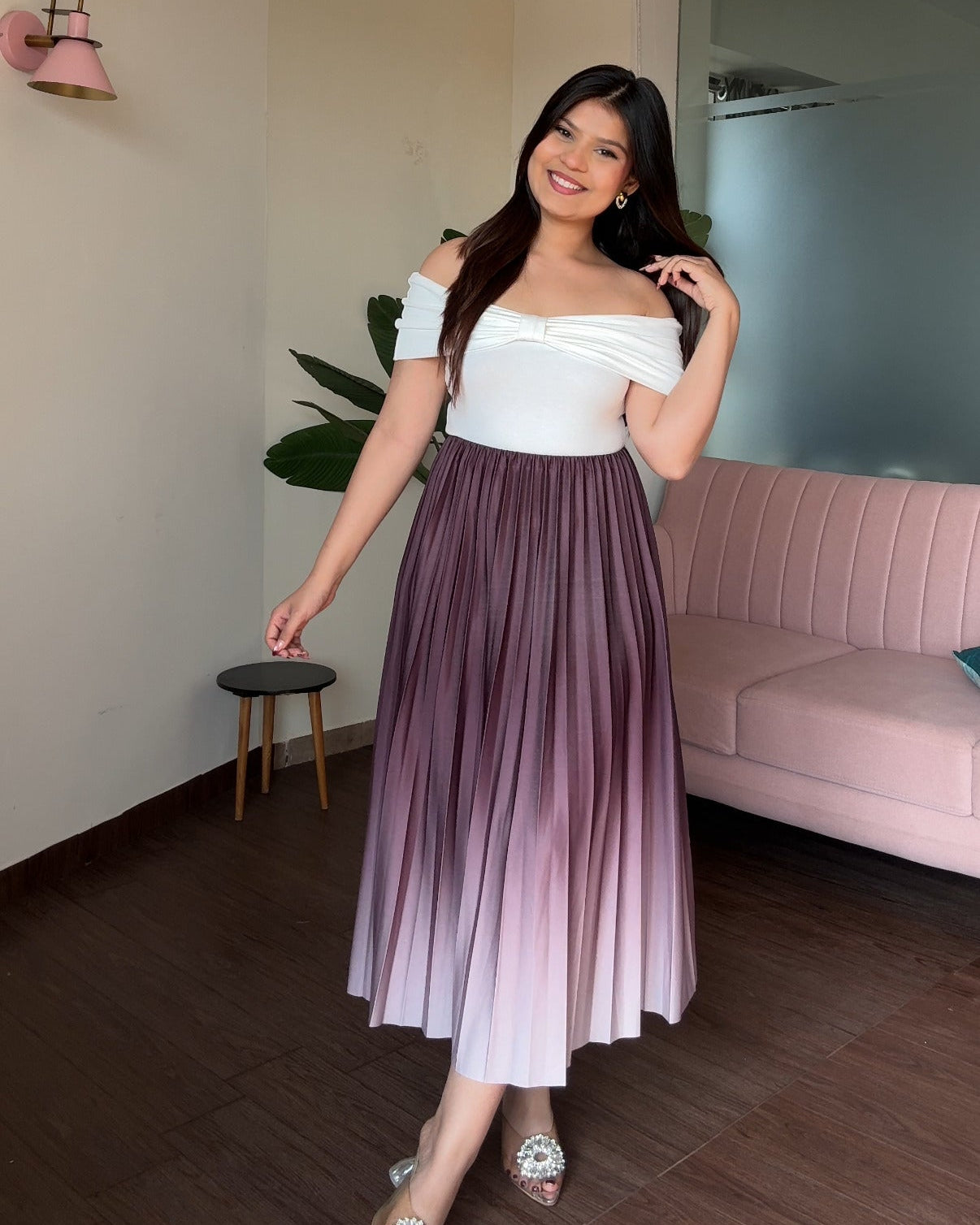 Ombre Pleated Skirt