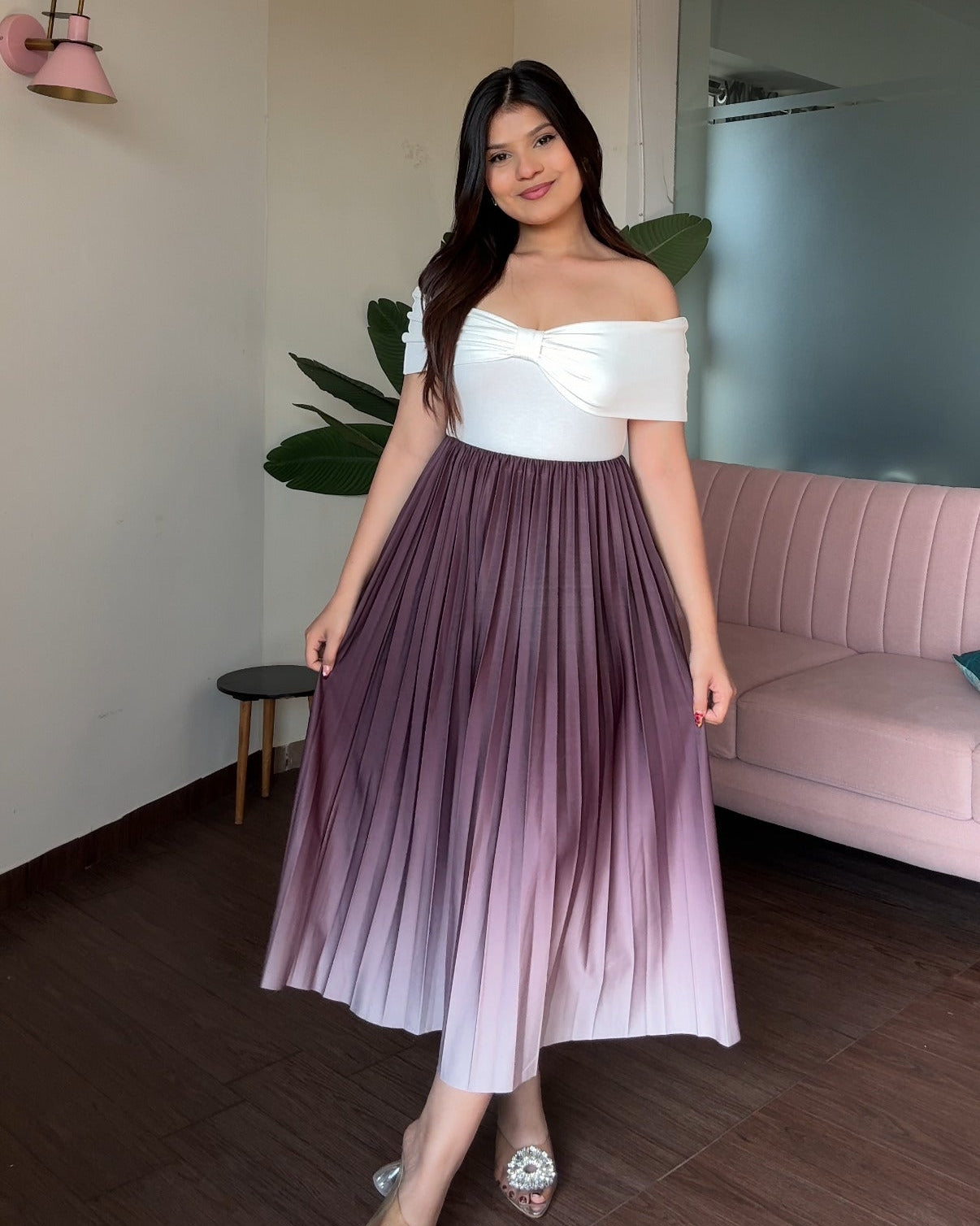 Ombre Pleated Skirt