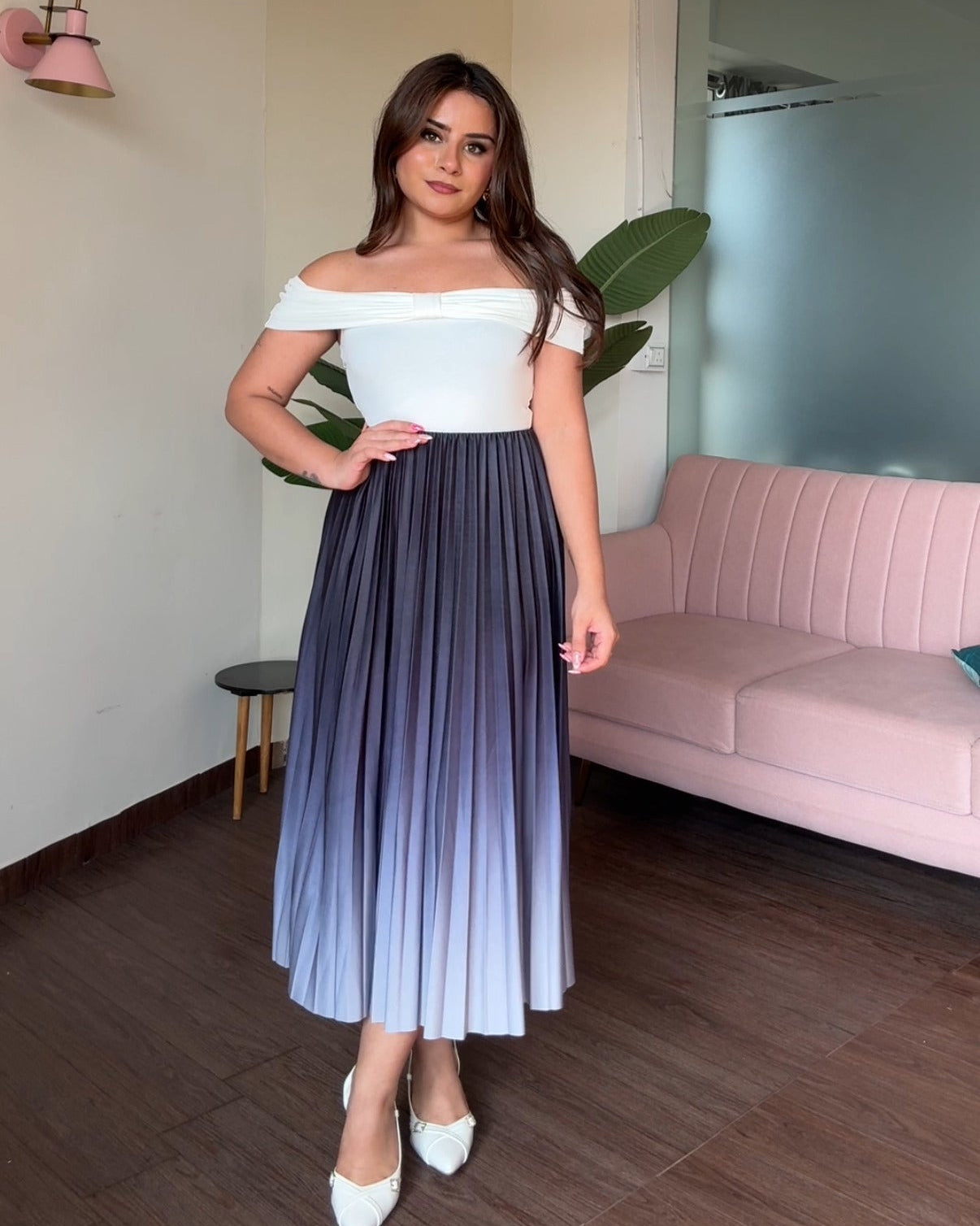 Ombre Pleated Skirt