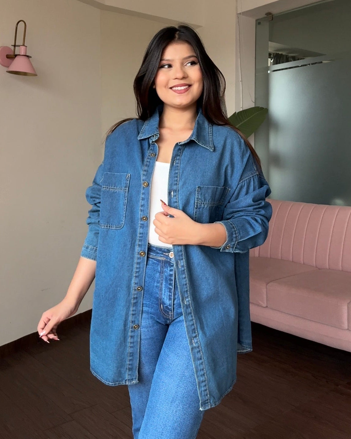 Oversized Pocket Denim Shirt