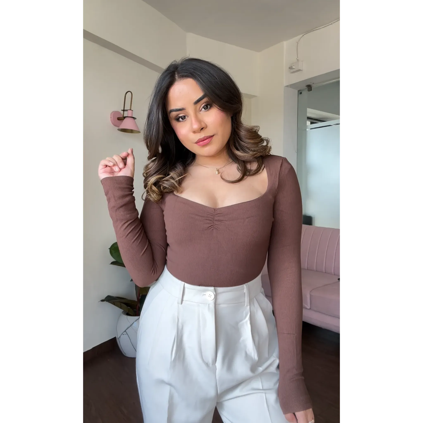 Premium Diamond Neck Ribbed Top