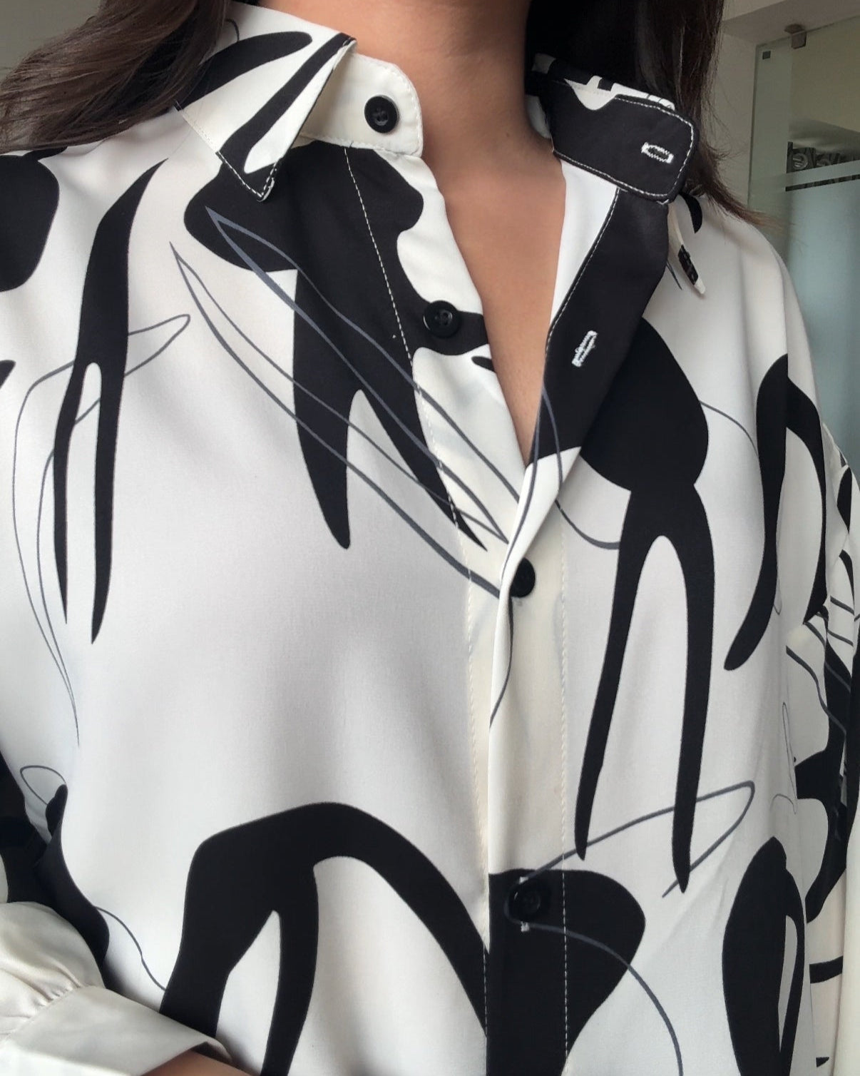 Printed Abstract Black Crepe Shirt