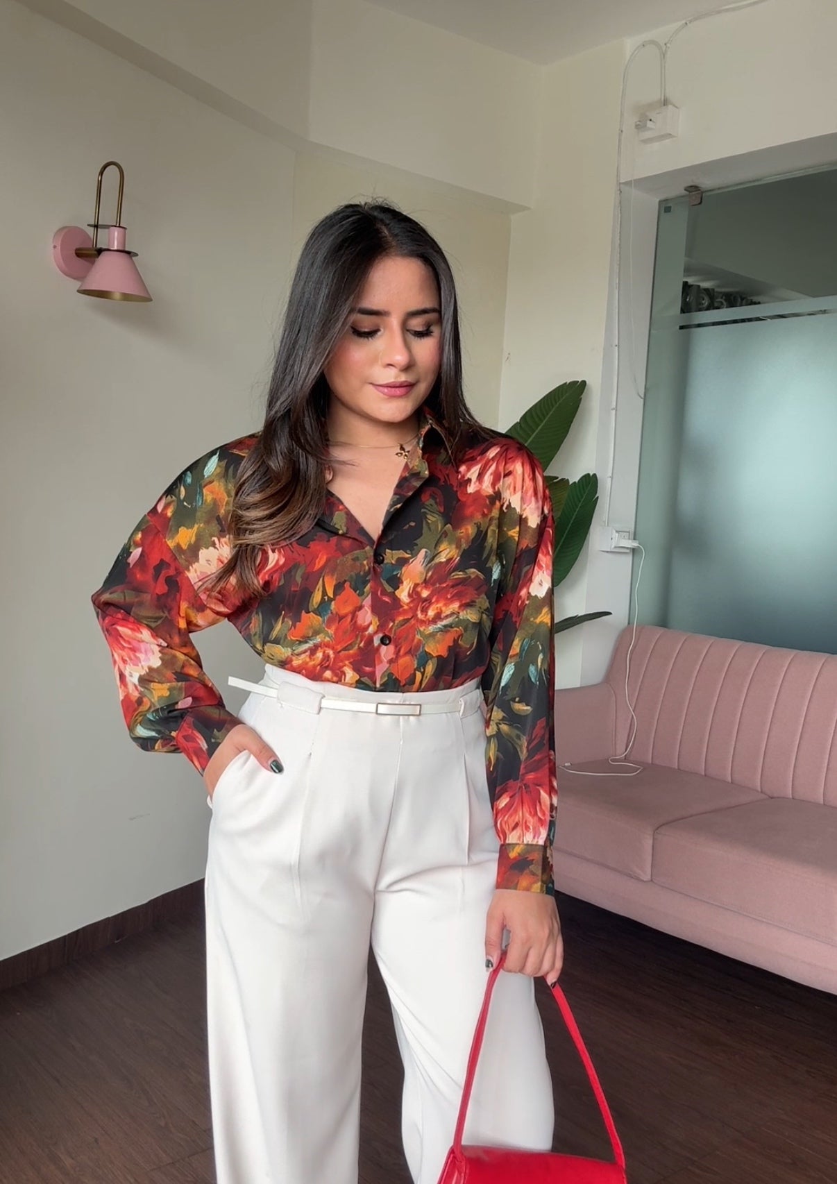 Printed Floral Crepe Full Sleeves Shirt