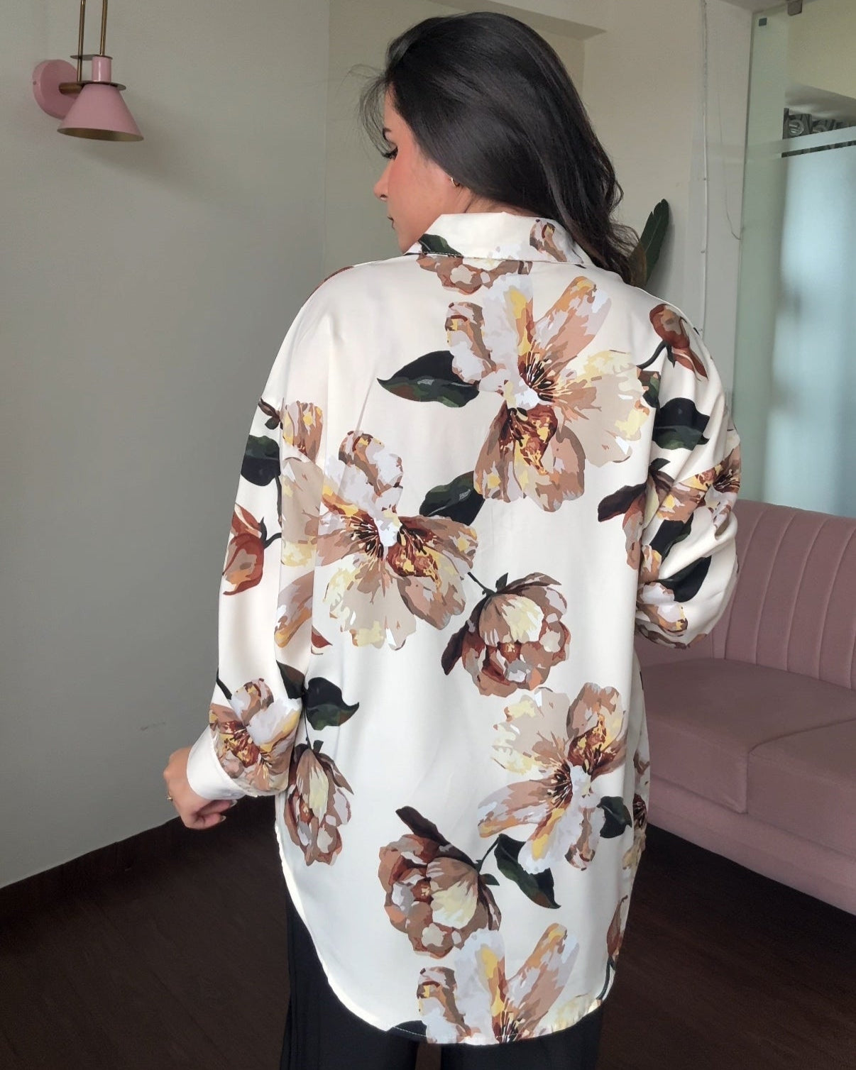 Printed Ivory Whispers Crepe Full Sleeves Shirt