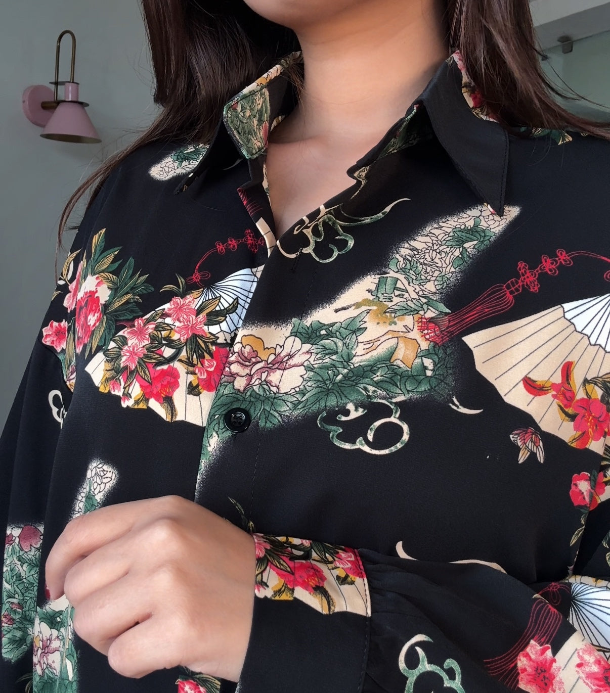 Printed Kimono Garden Crepe Full Sleeves Shirt