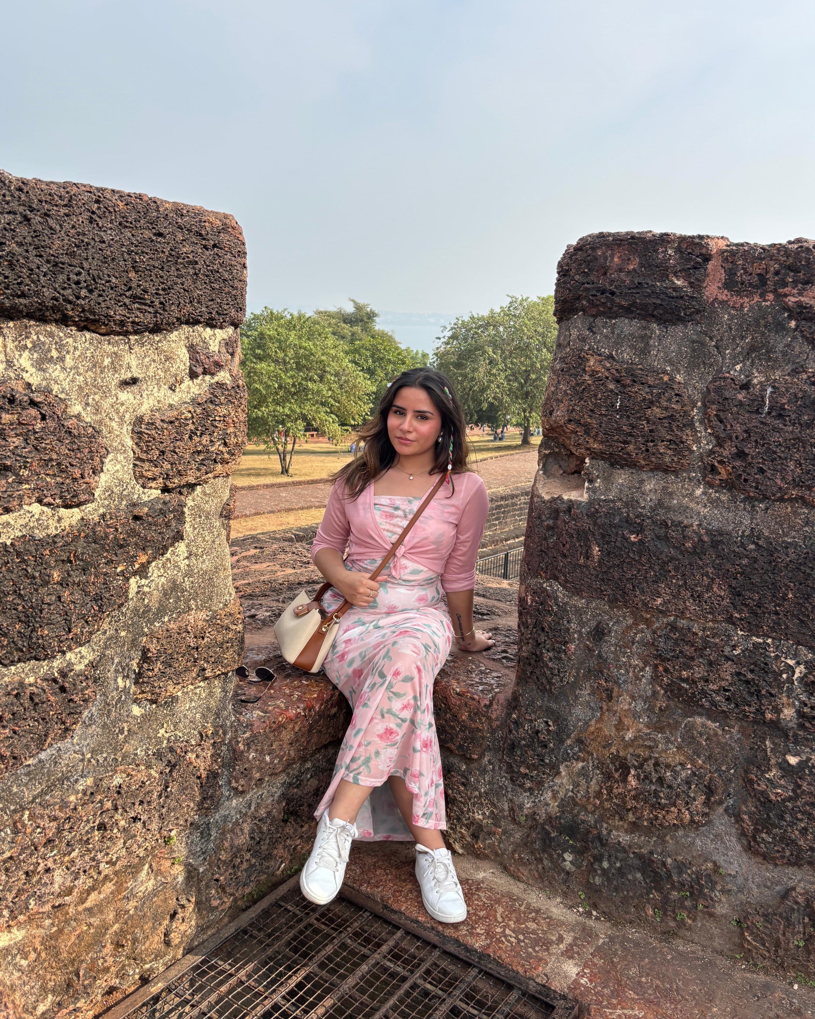 Printed Mesh Dress With Shrug