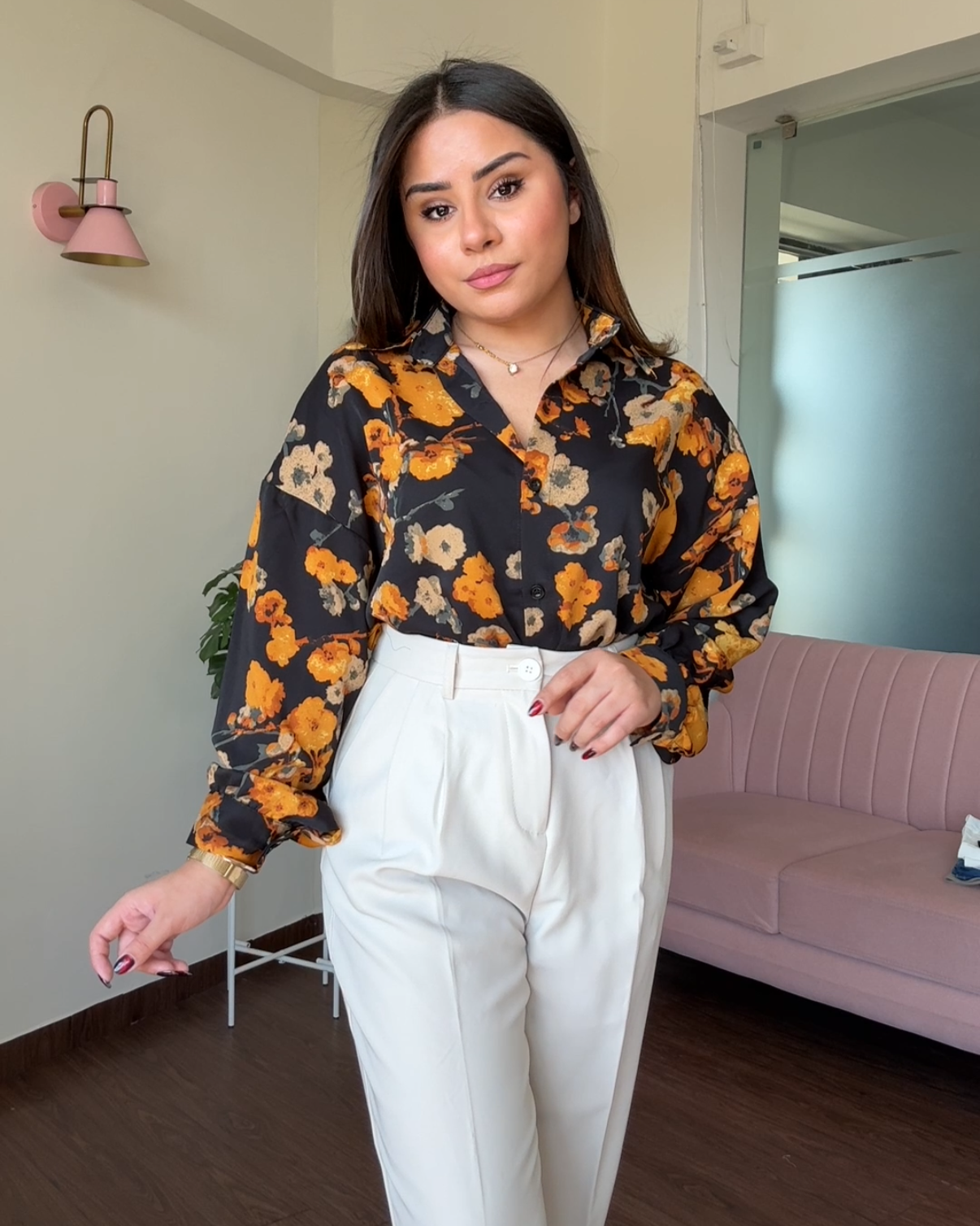 Printed Sunset Florals Crepe Shirt