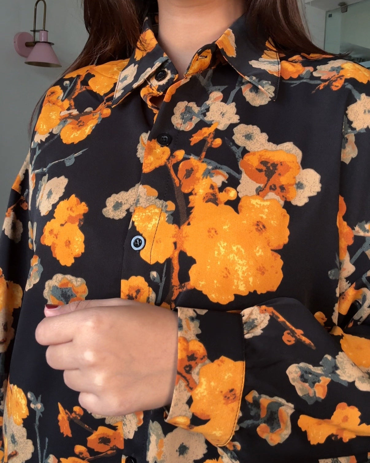 Printed Sunset Florals Crepe Shirt