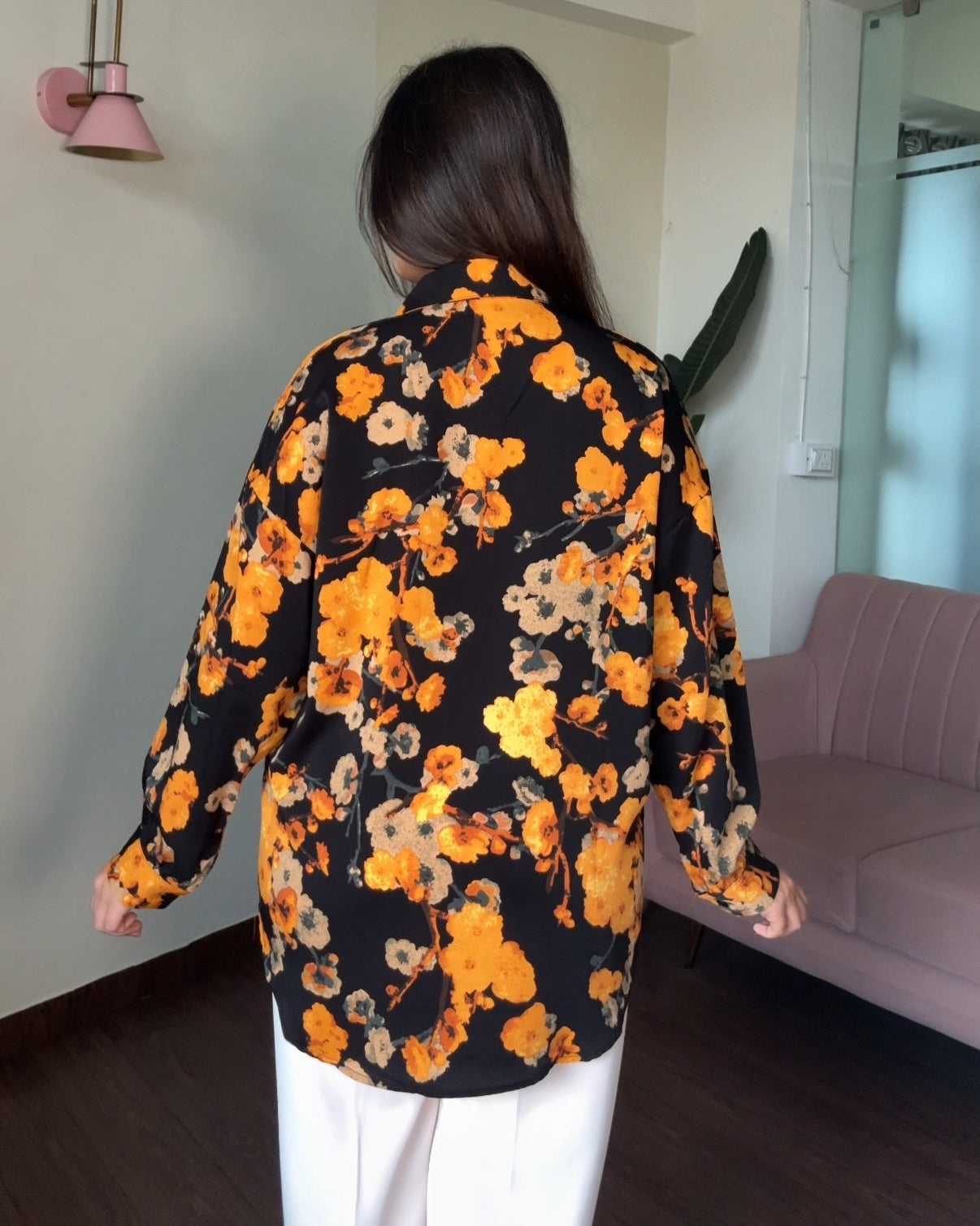Printed Sunset Florals Crepe Shirt