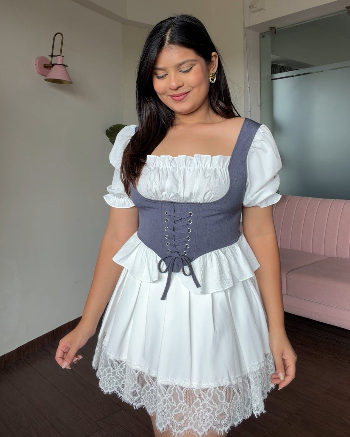 Puff Sleeve Corset Detailing Top