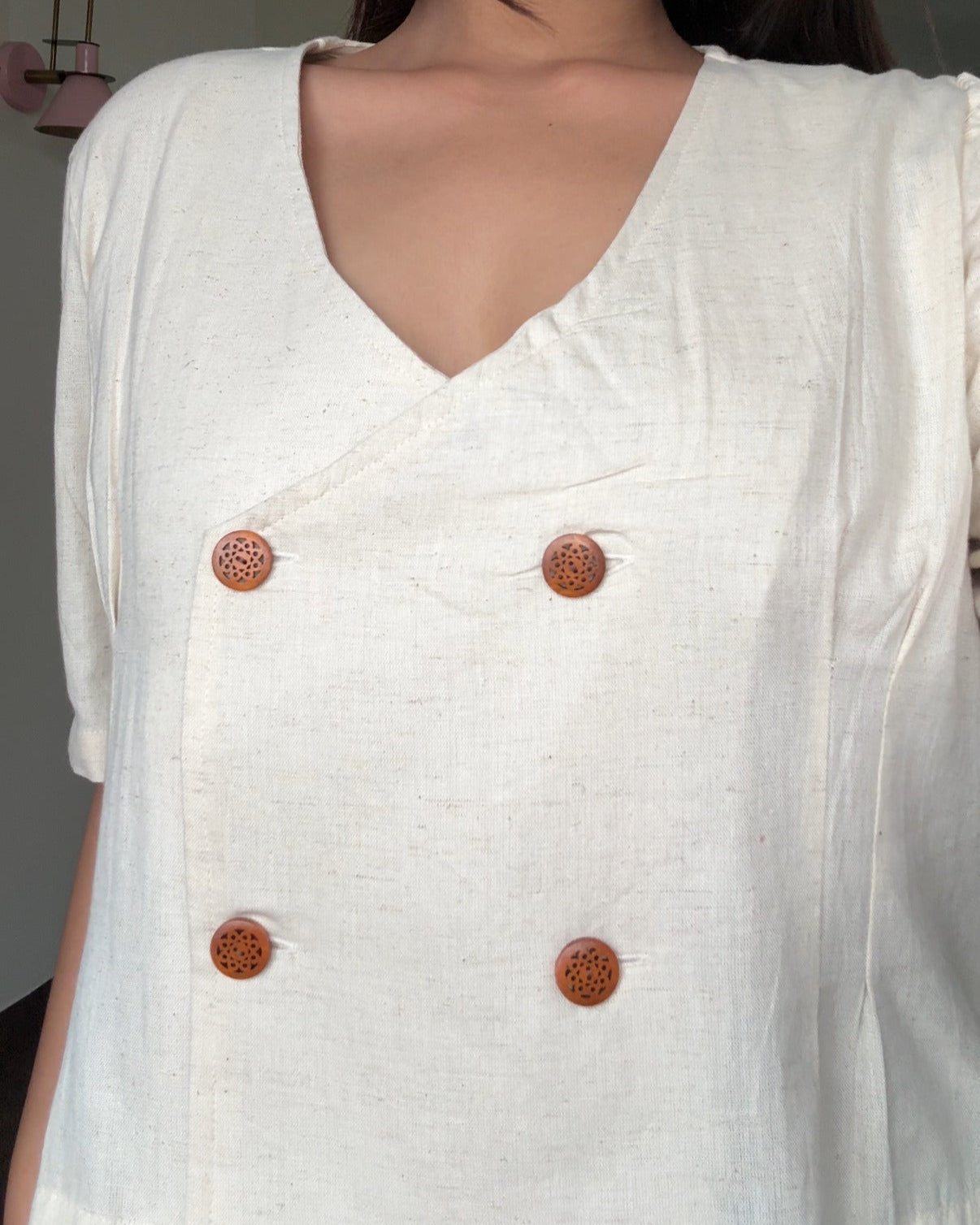 Puff Sleeve Vest Button Up Cotton Top