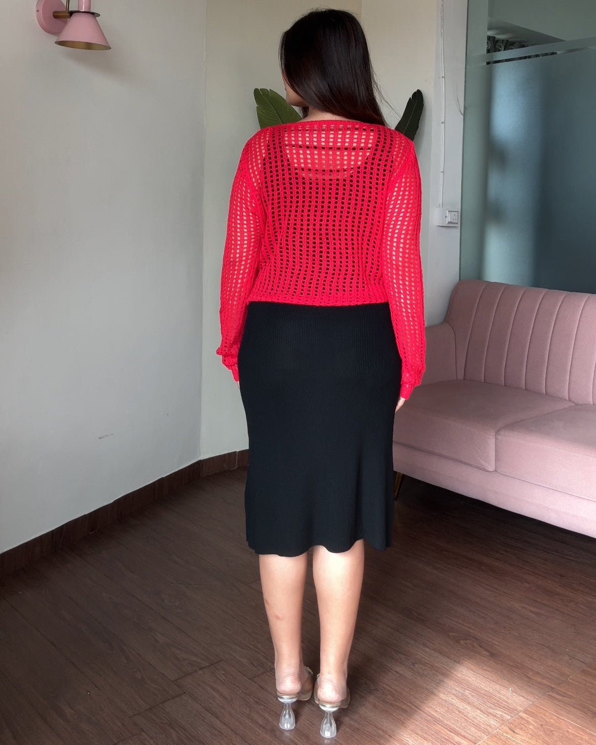 Relaxed Fit Midi Dress With Crochet Knot Pullover