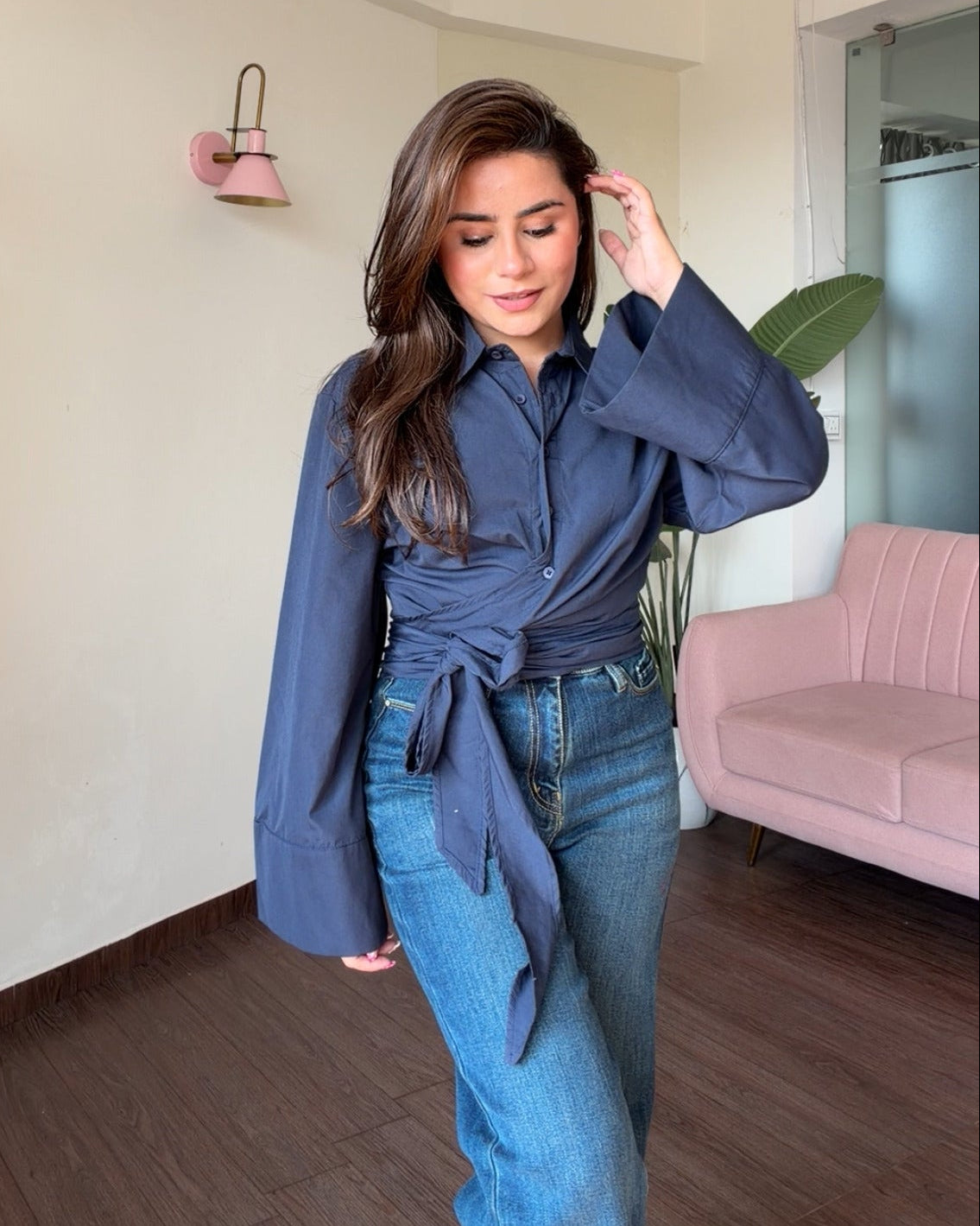 Relaxed Fit Oversized Wrap Shirt