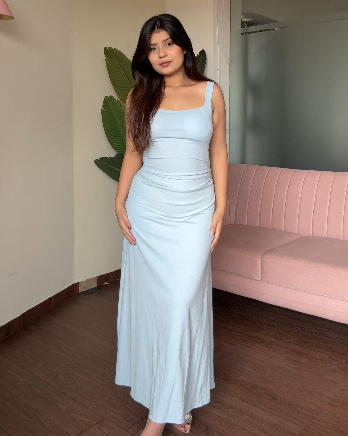 Ruched Fit And Flared Maxi Dress