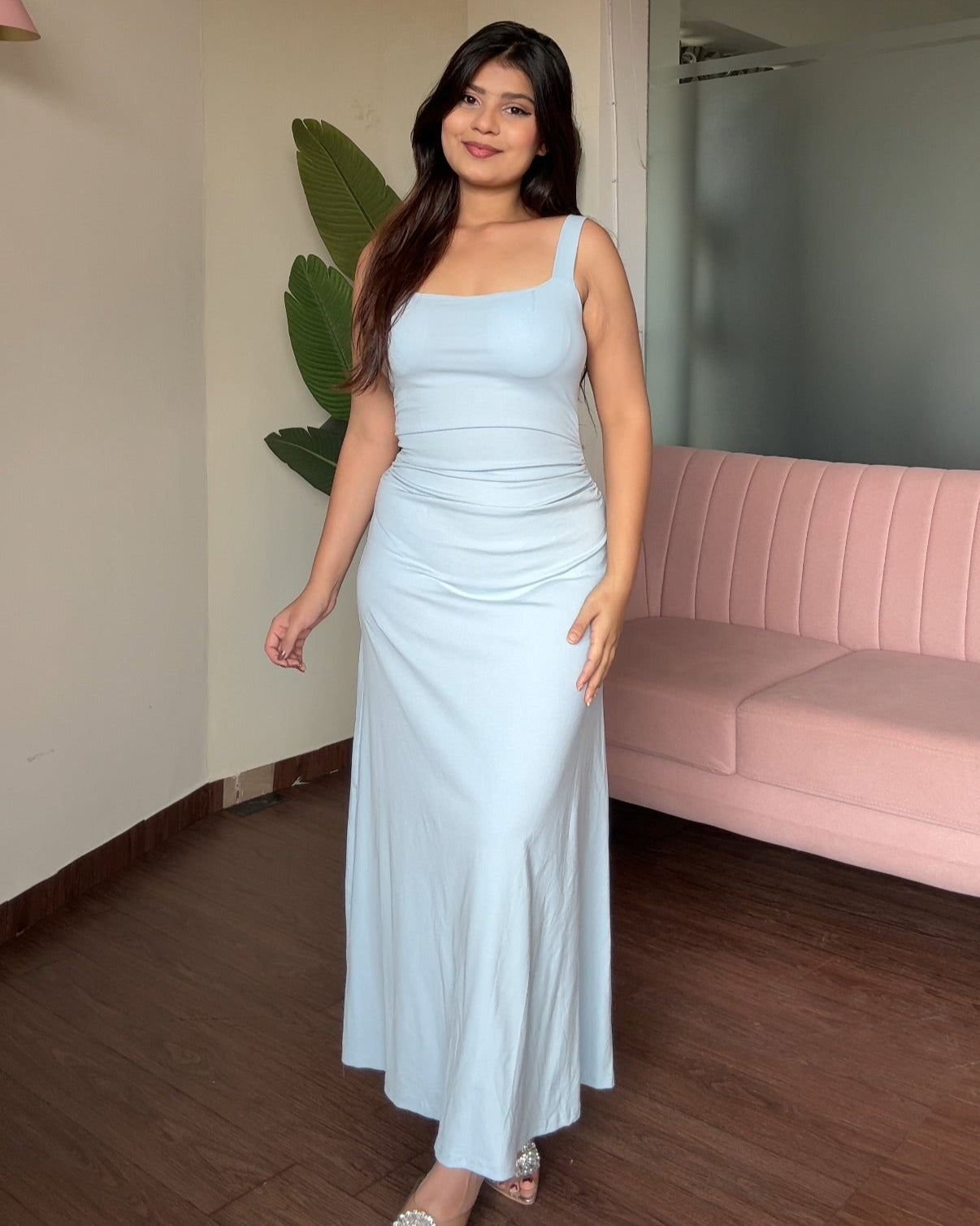 Ruched Fit And Flared Maxi Dress