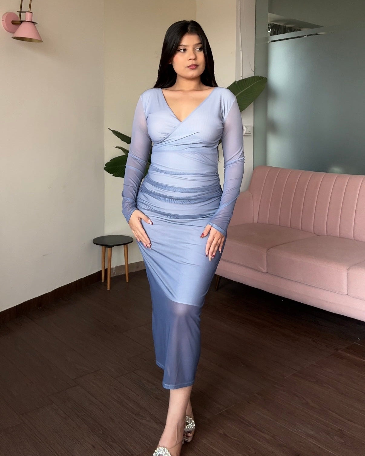 Ruched Ombre Midi Dress