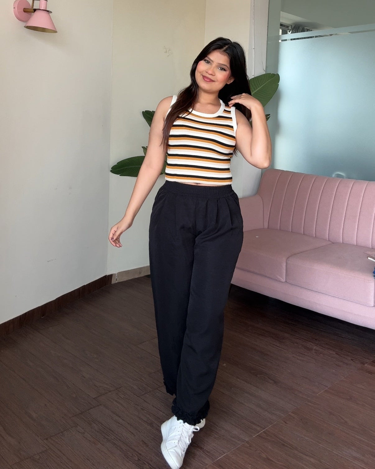 Ruffle Hem Detailing Cotton Pajama Pants