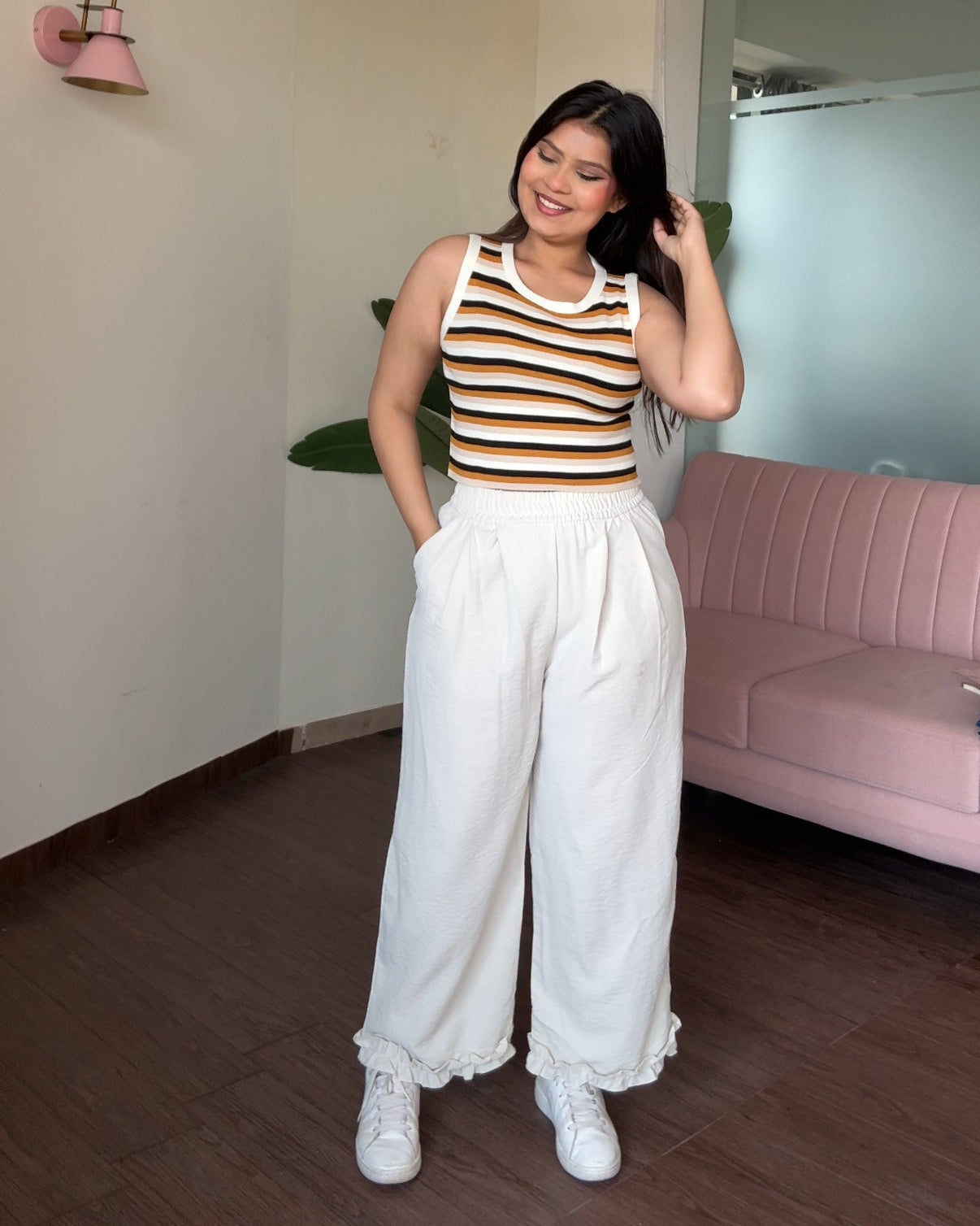 Ruffle Hem Detailing Cotton Pajama Pants