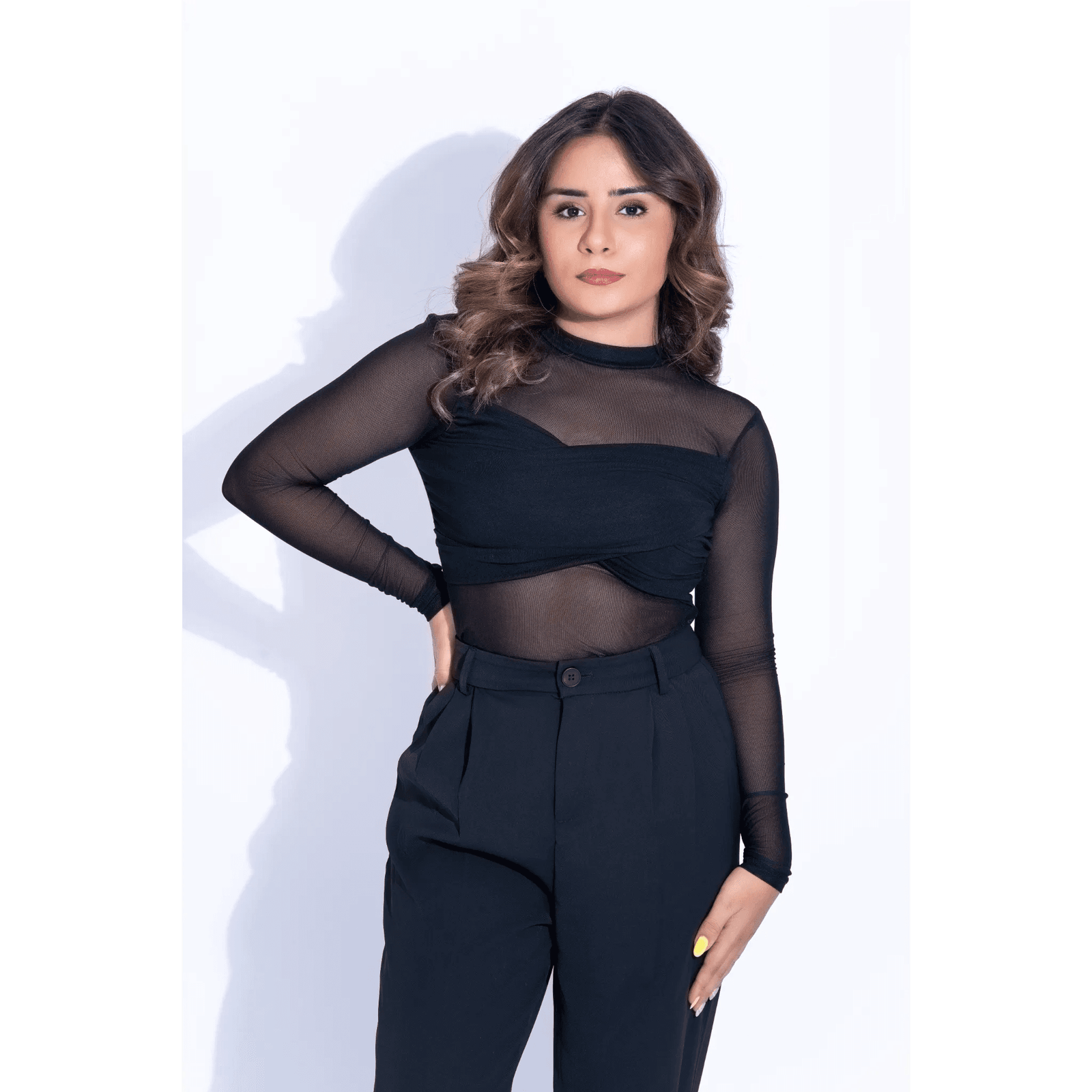 Mesh Crossover Top for Women