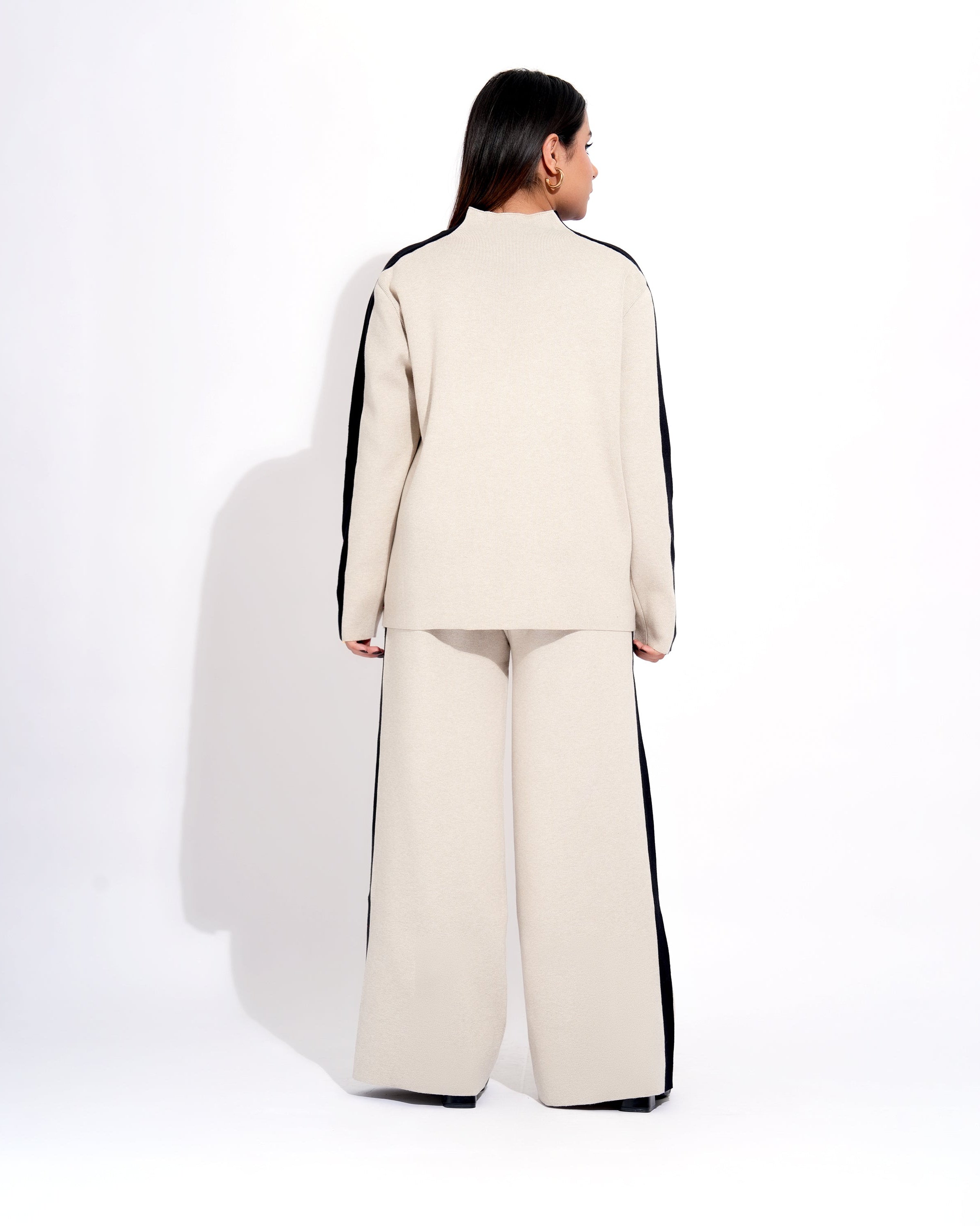 High Neck Contrast Detailing Relaxed Fit Co-ord Set