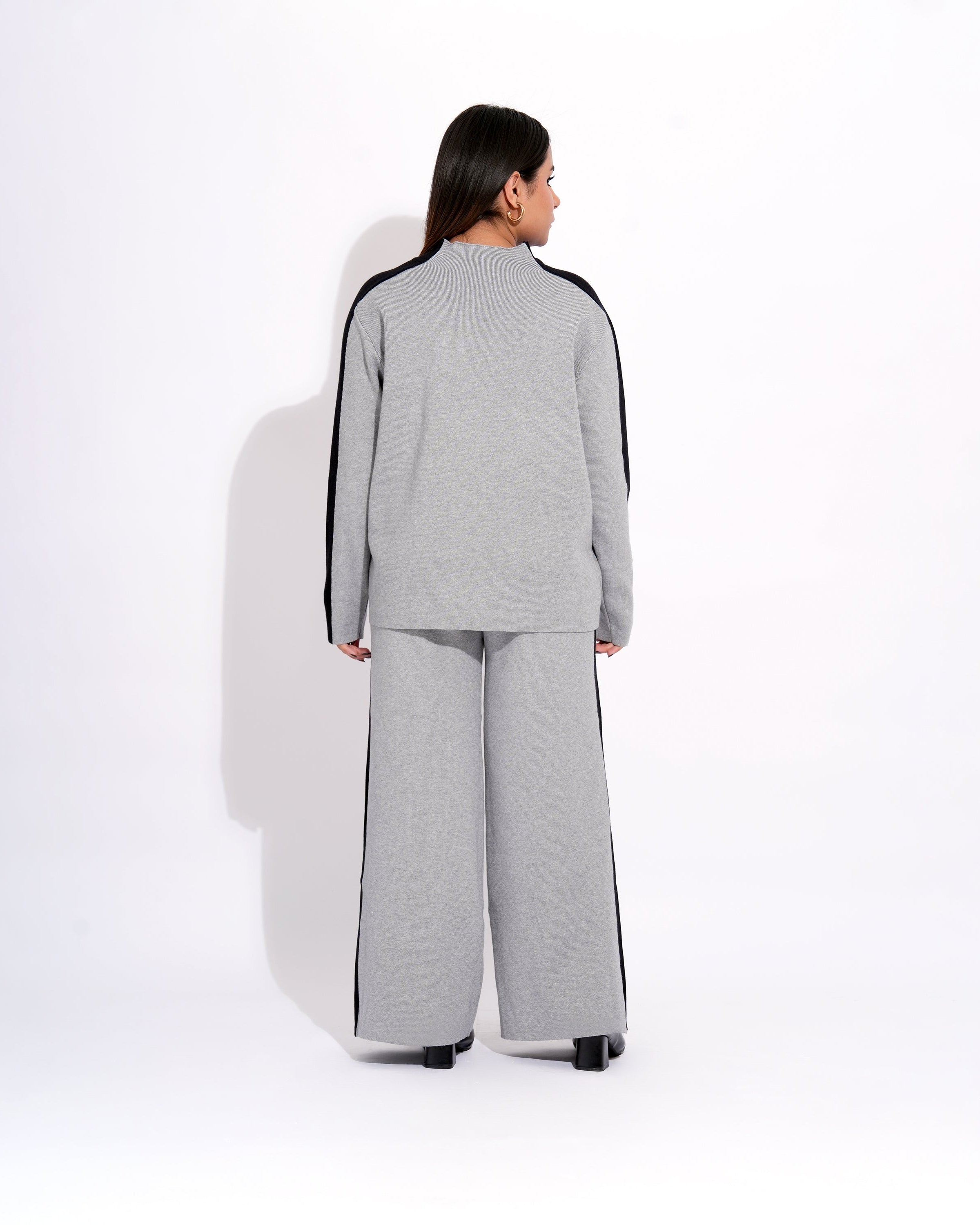 High Neck Contrast Detailing Relaxed Fit Co-ord Set