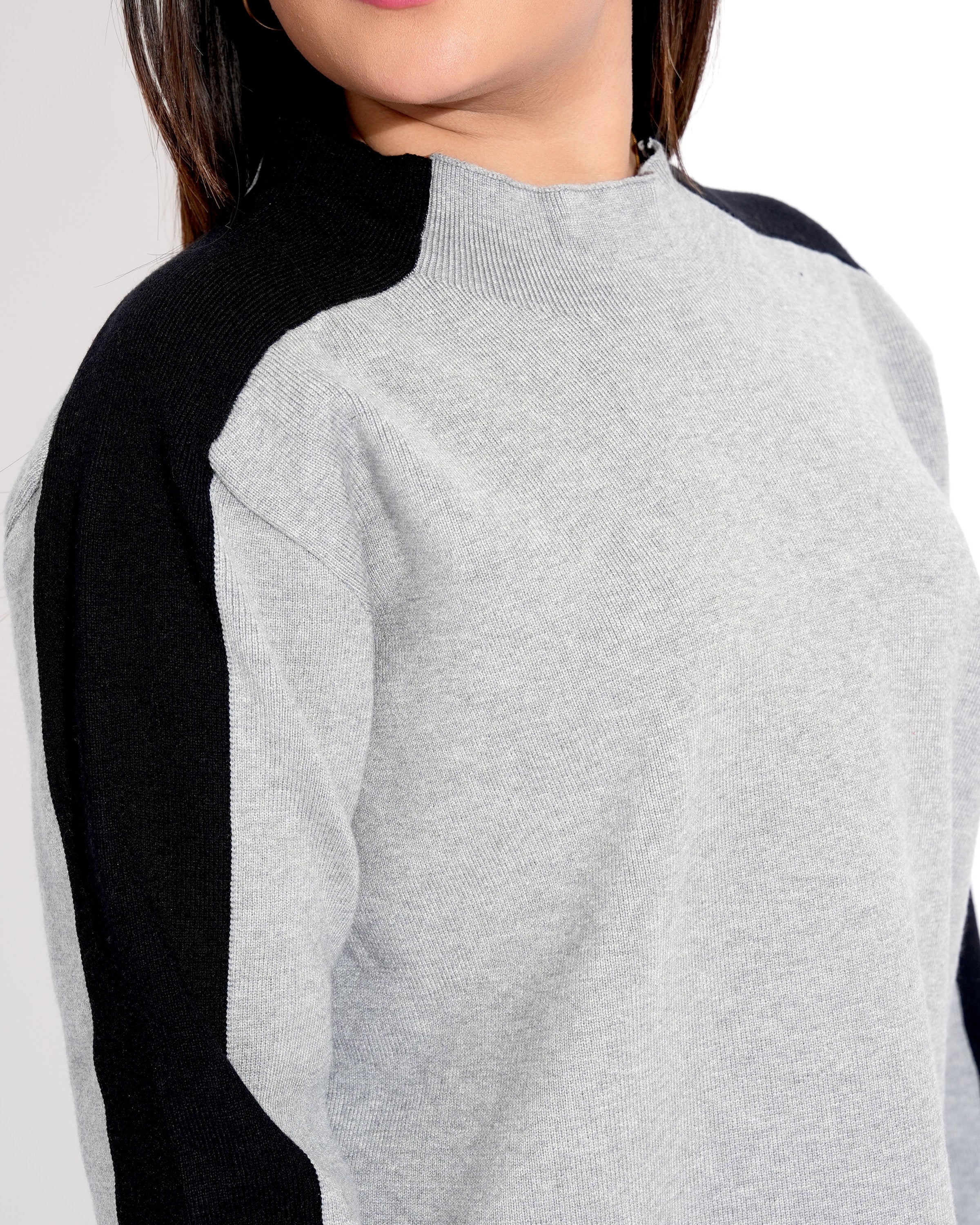 High Neck Contrast Detailing Relaxed Fit Co-ord Set