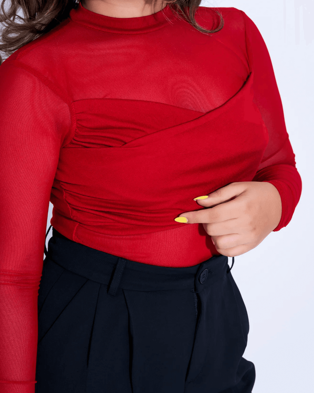 Mesh Crossover Top for Women